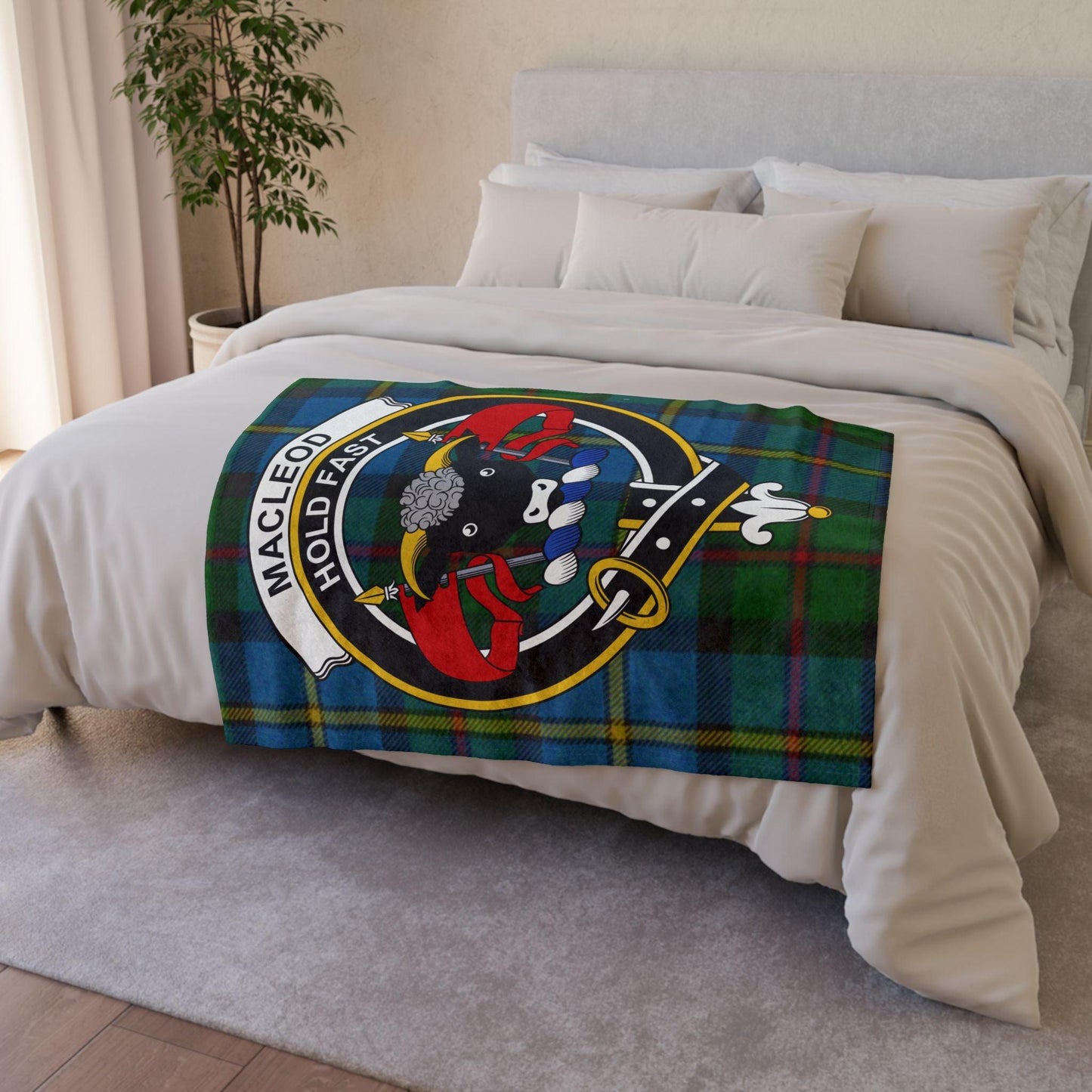 MacLeod Clan Tartan Blanket – Scottish Crest Throw, Soft & Cozy - Celtic Ancestry Gifts