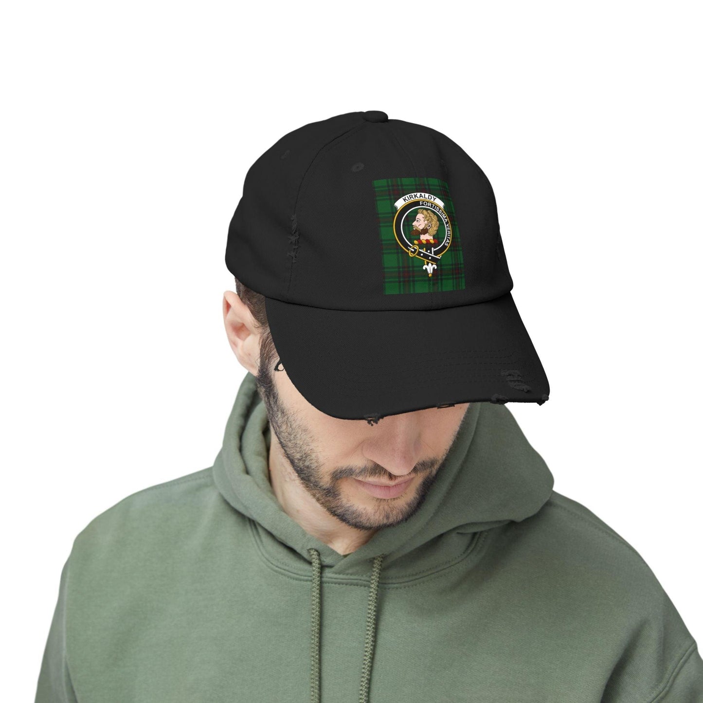 Kirkaldy Clan Crest Scottish Distressed Baseball Cap - Celtic Ancestry Gifts