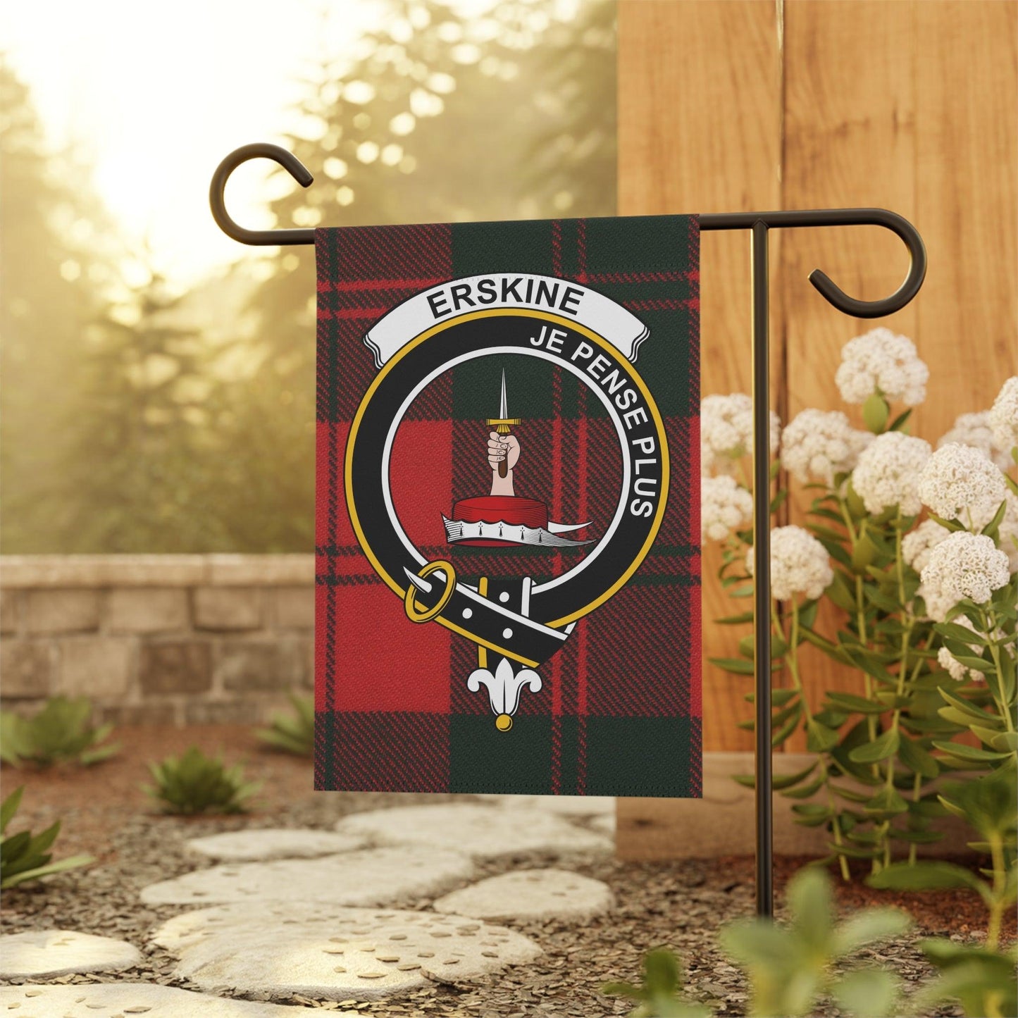 Erskine Clan Scottish Tartan Garden Flag - Celtic Ancestry Gifts
