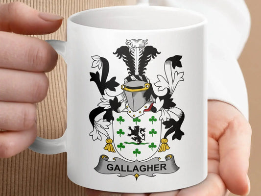 Gallagher Surname Irish Family Crest Mug - Celtic Ancestry Gifts