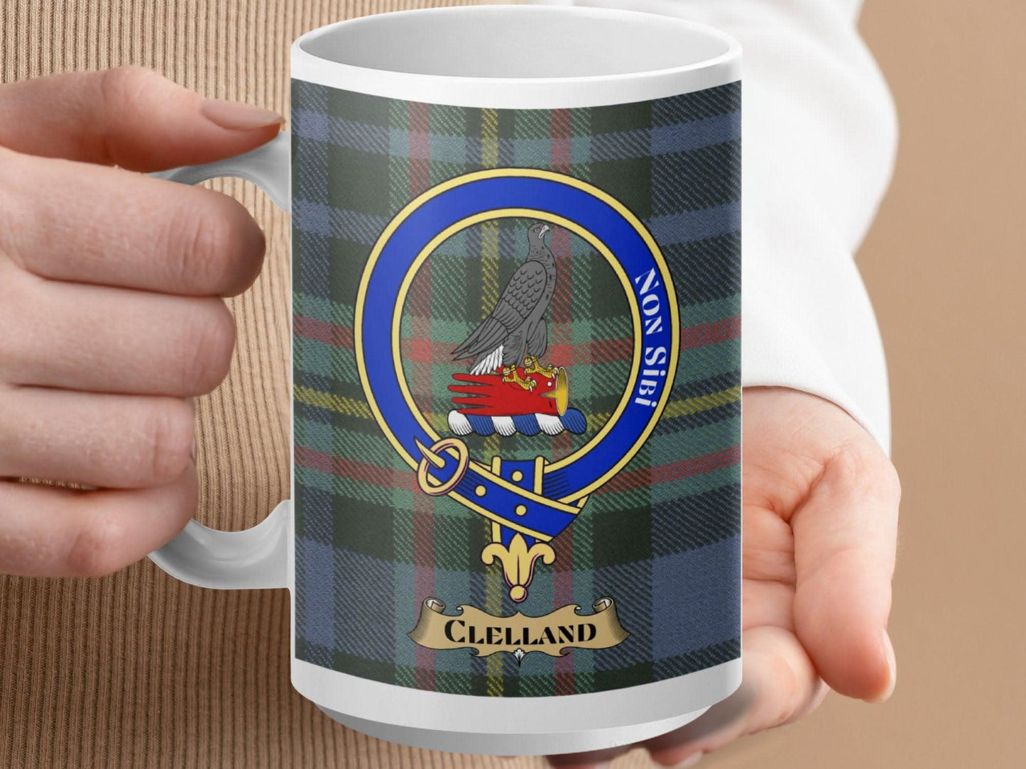 Clelland Clan Crest Tartan Design Coffee Mug product