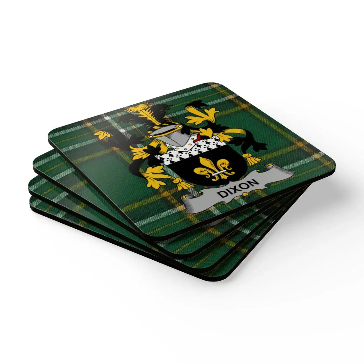 Dixon Coat of Arms Tartan Plaid Personalized Coasters product type