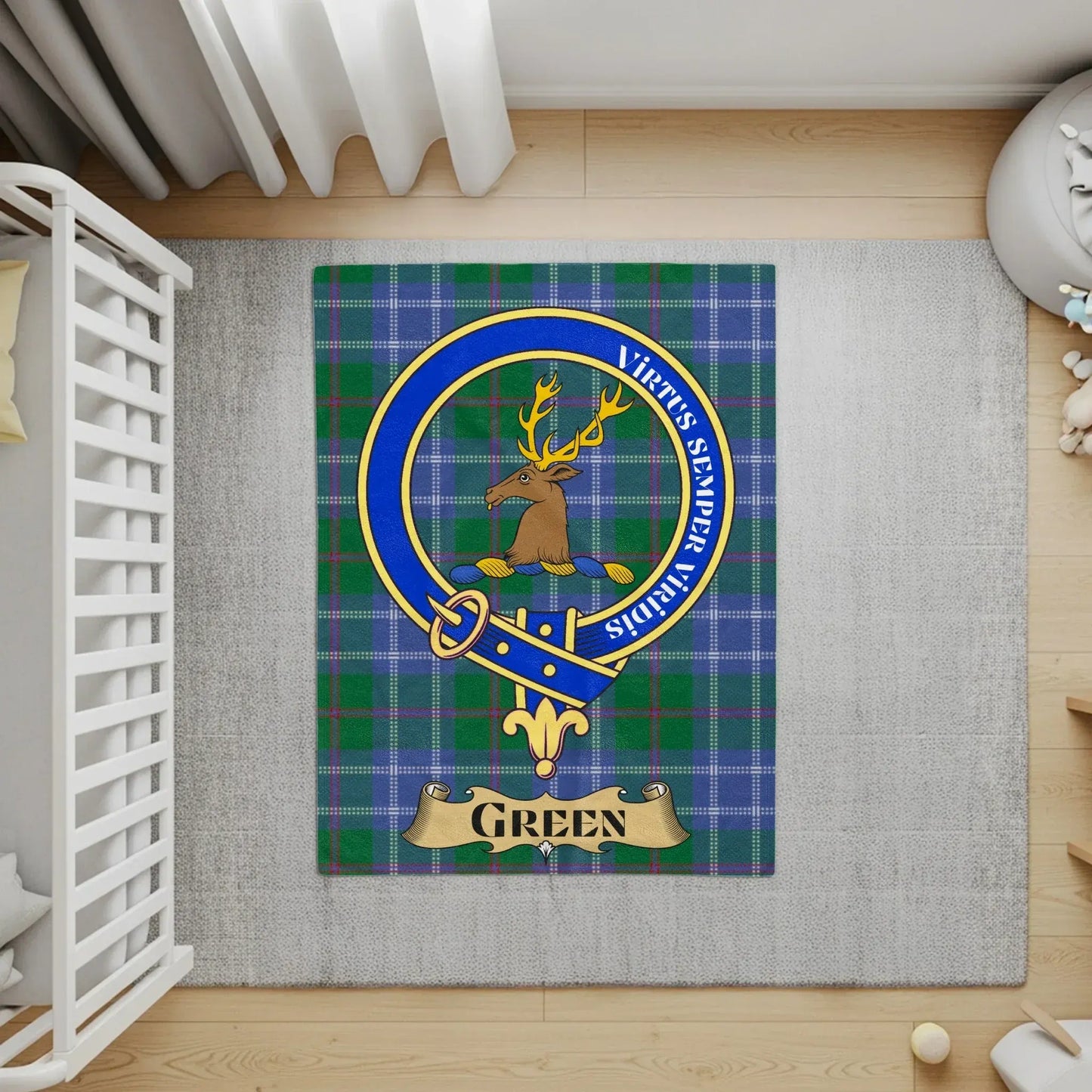Family Crest Plaid Pattern Rug with Vibrant Colors product