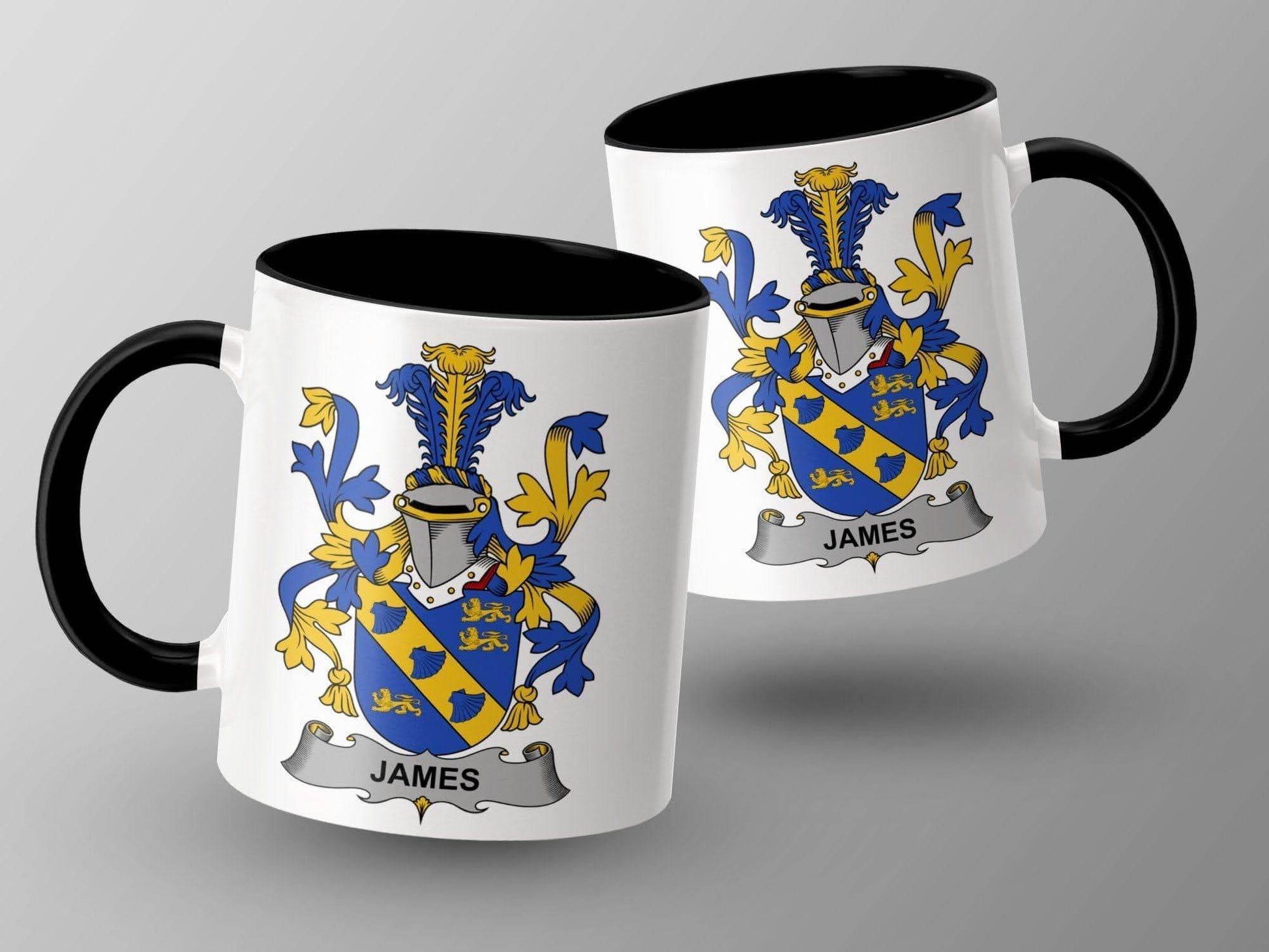 James Family Coat of Arms Heraldic Custom Mug - Celtic Ancestry Gifts
