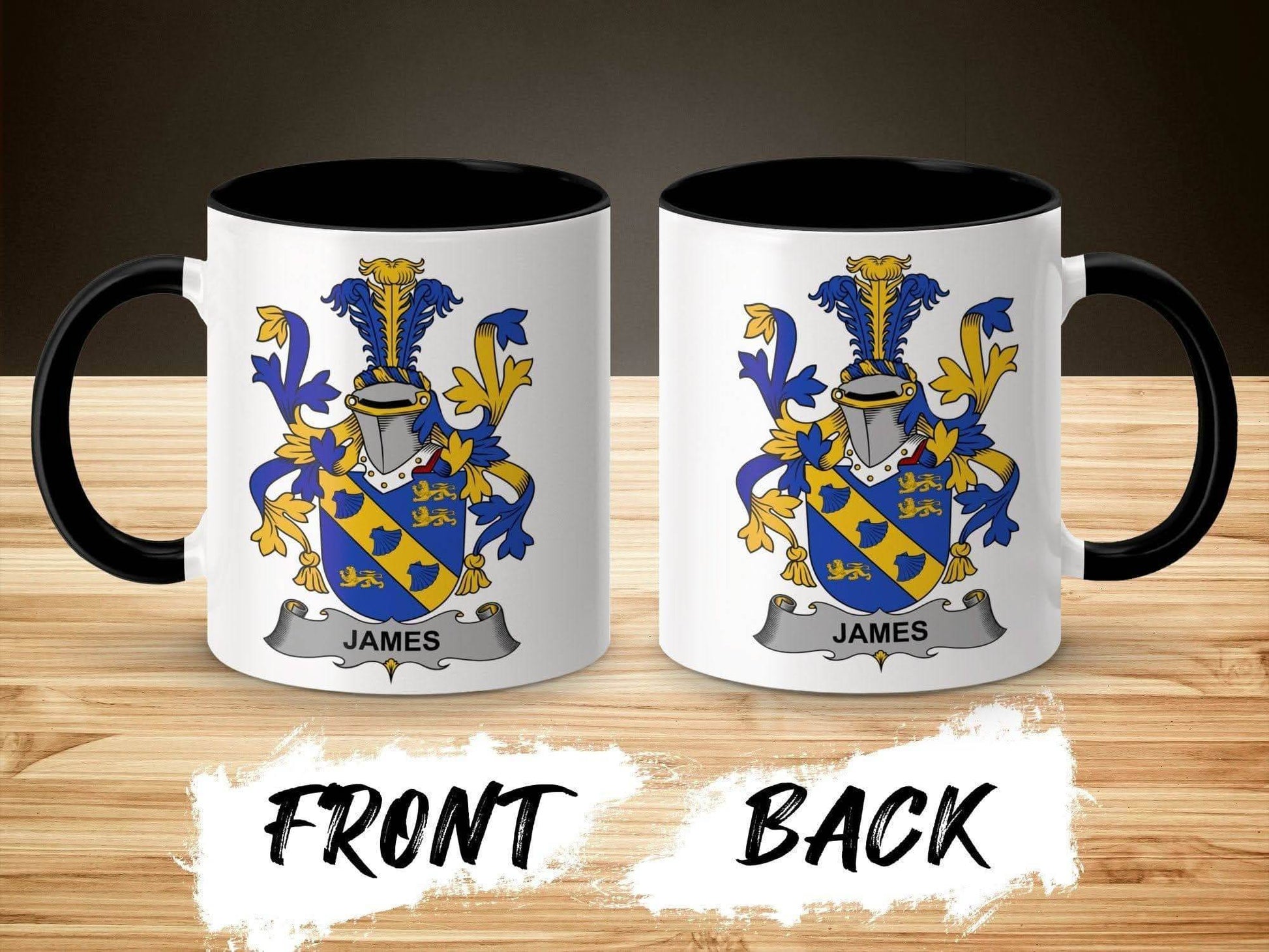 James Family Coat of Arms Heraldic Custom Mug - Celtic Ancestry Gifts