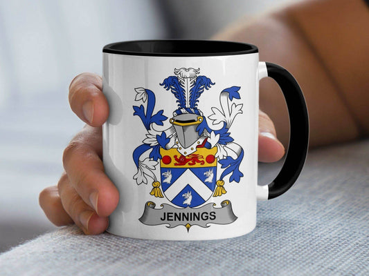 Jennings Family Crest Coat of Arms Heraldry Mug - Celtic Ancestry Gifts