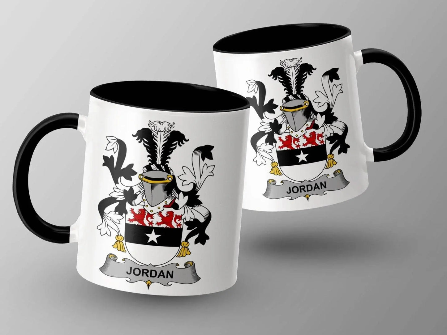 Jordan Surname Family Crest Coat of Arms Mug - Celtic Ancestry Gifts