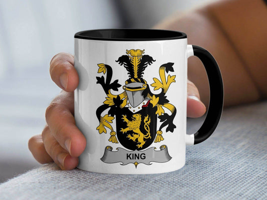 King Family Heritage Crest Display Mug - Celtic Ancestry Gifts