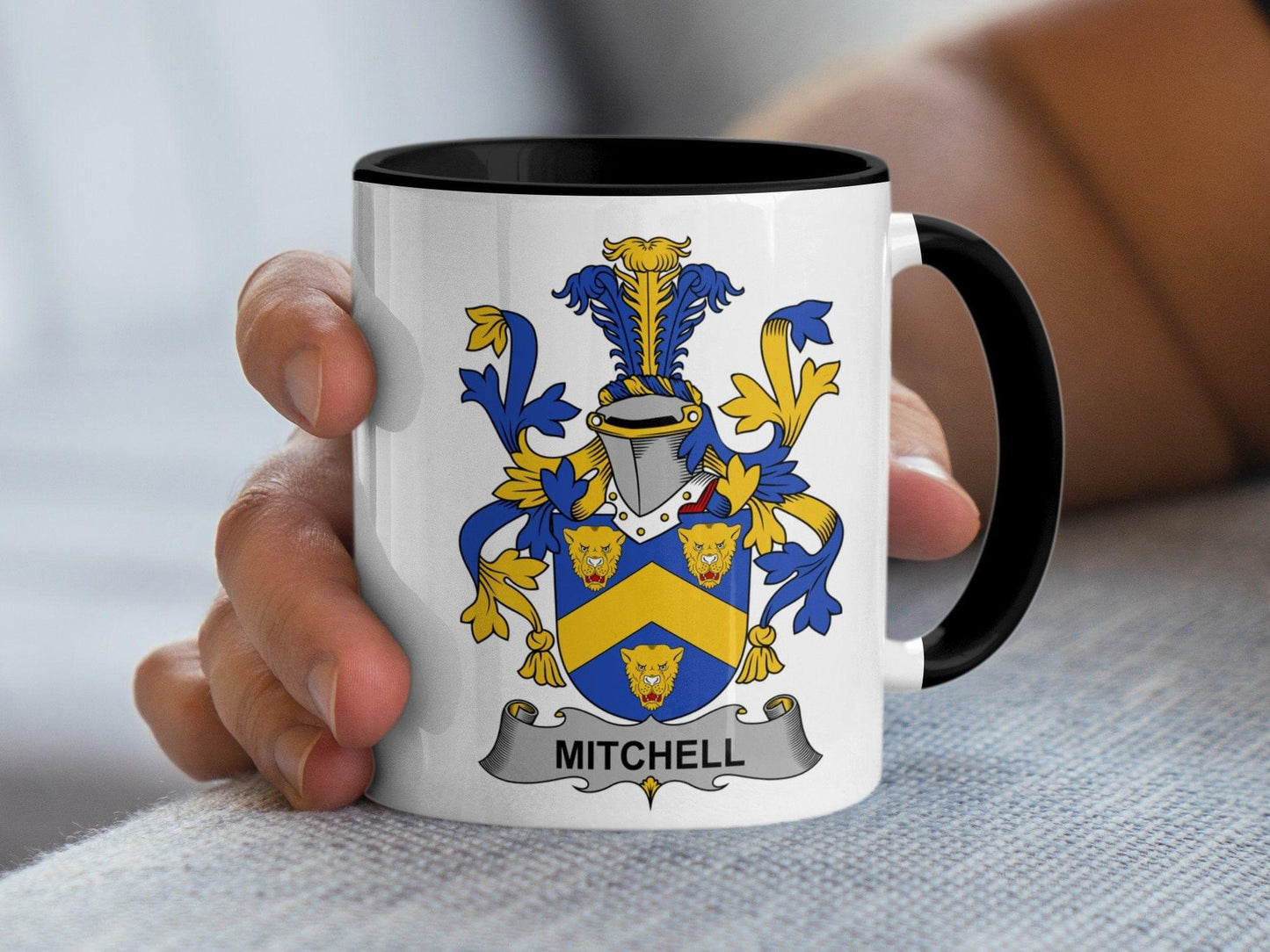 Mitchell Family Surname Coat of Arms Coffee Mug - Celtic Ancestry Gifts