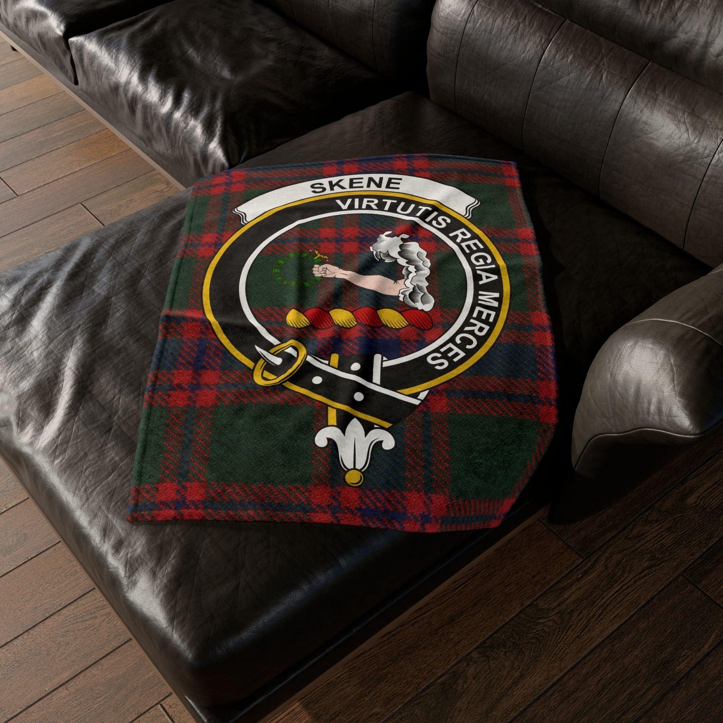 Skene Clan Tartan Blanket – Scottish Crest Throw