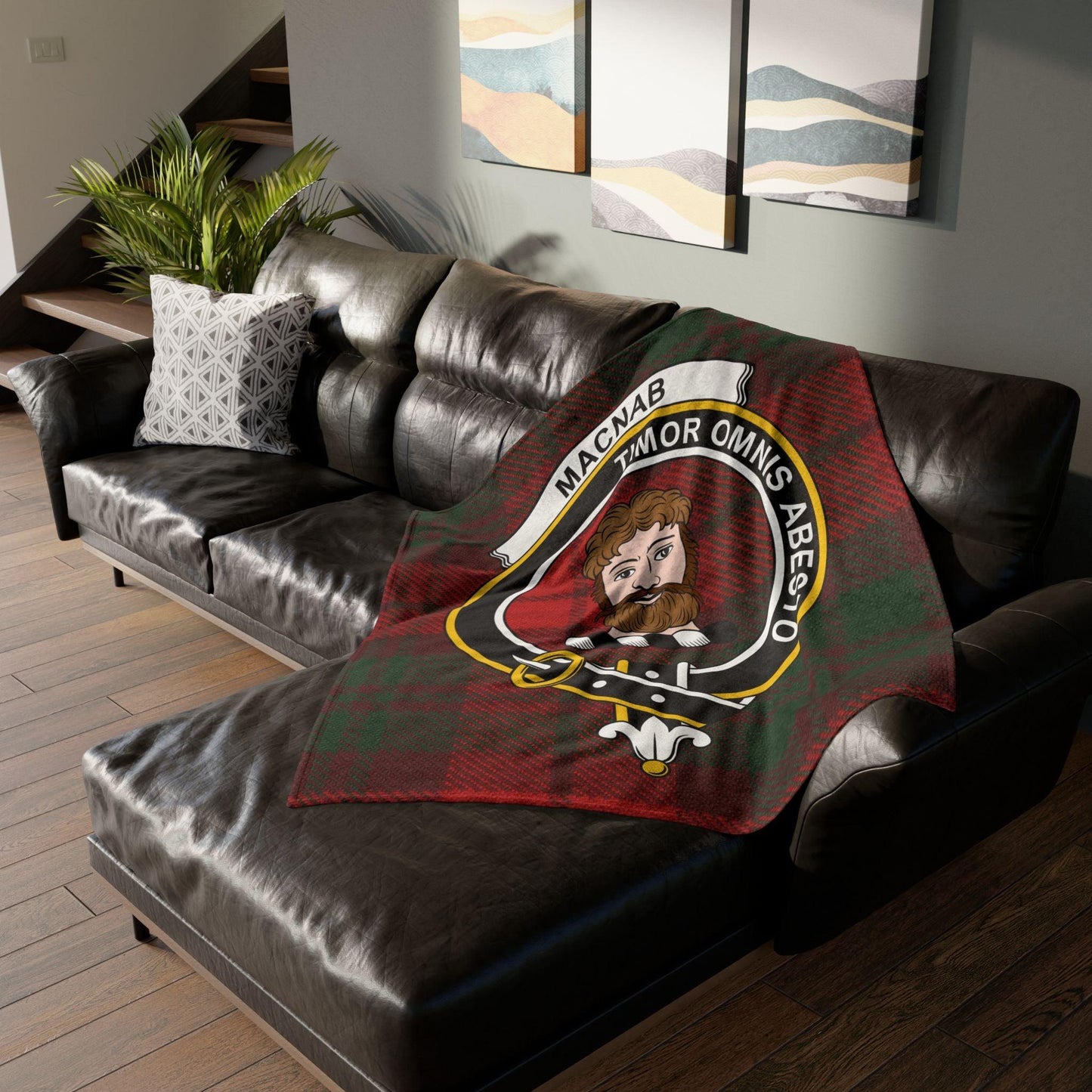 MacNab Clan Tartan Blanket – Scottish Crest Throw, Soft & Cozy
