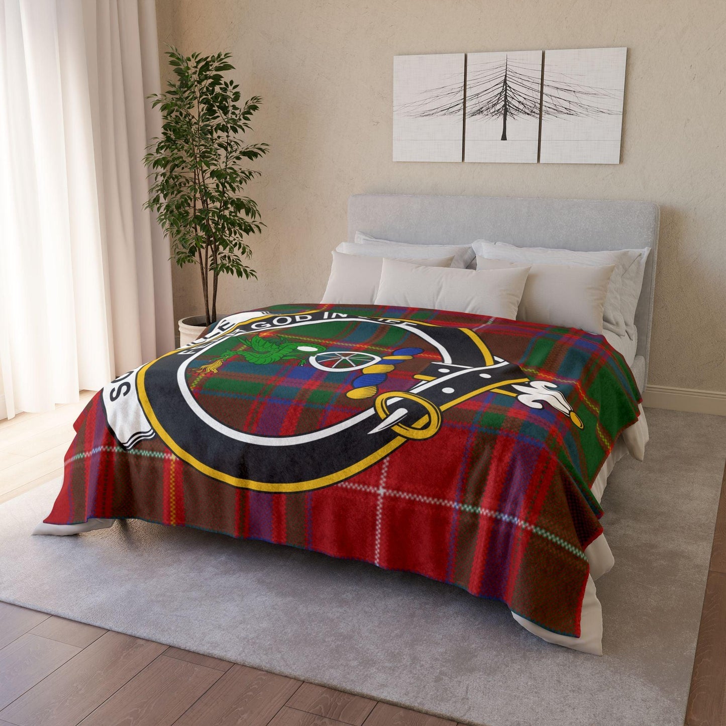 Sommerville Clan Tartan Blanket – Scottish Crest Throw - Celtic Ancestry Gifts