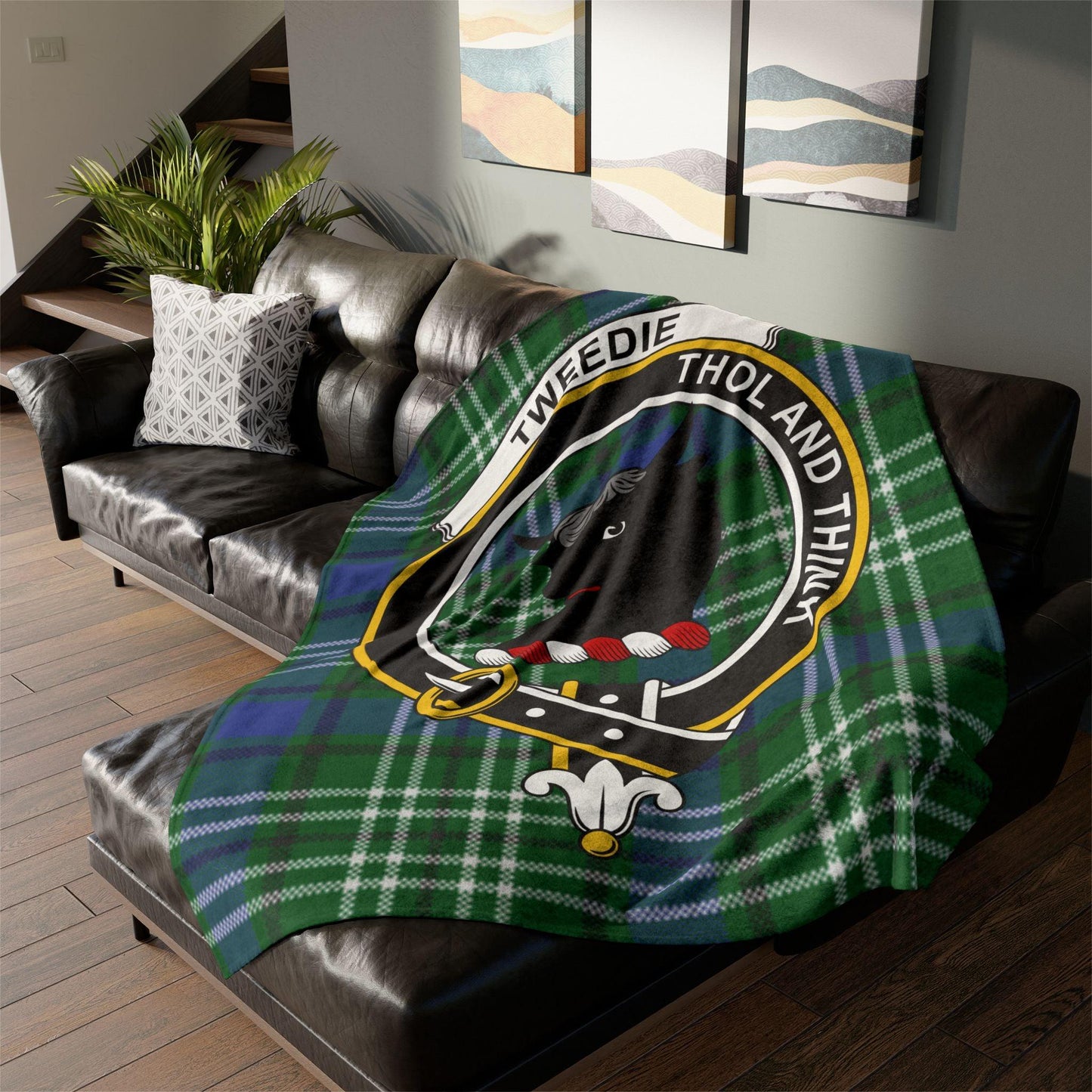Tweedie Clan Tartan Blanket – Scottish Crest Throw - Celtic Ancestry Gifts
