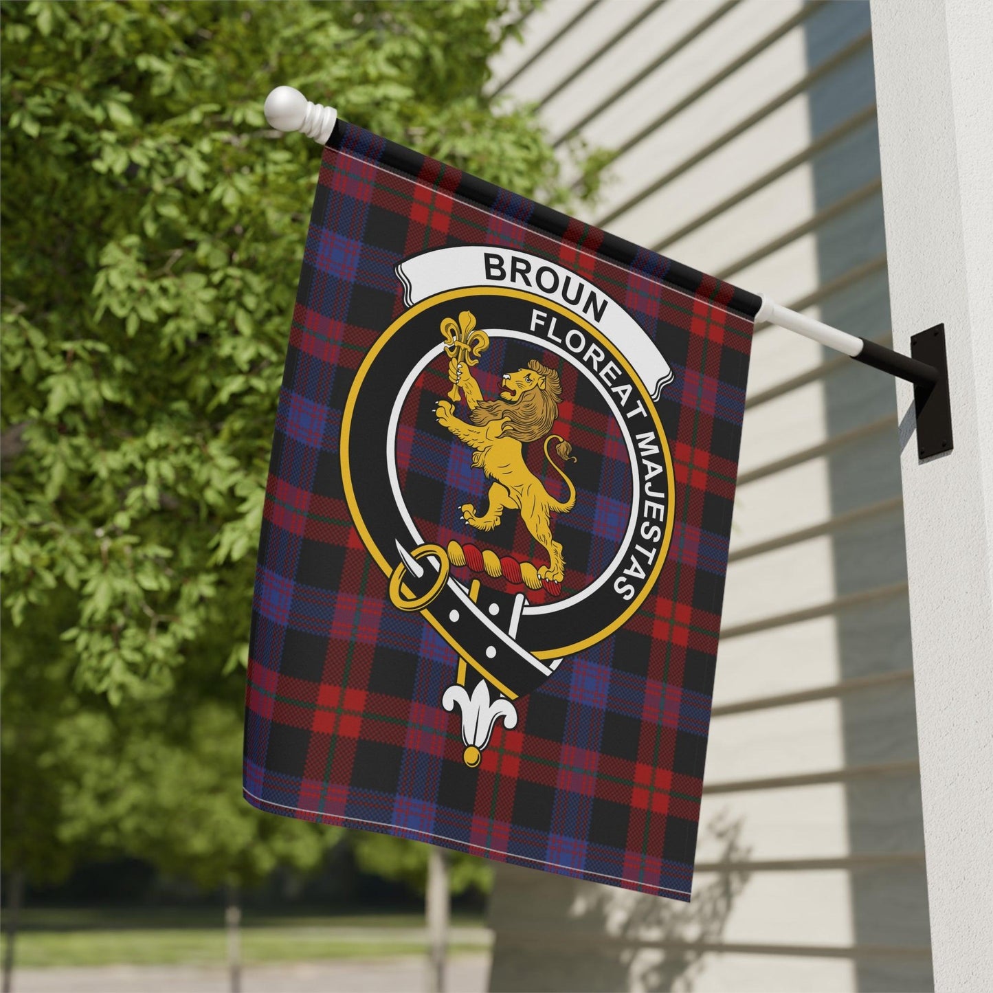 Broun Clan Scottish Tartan Garden Flag - Celtic Ancestry Gifts