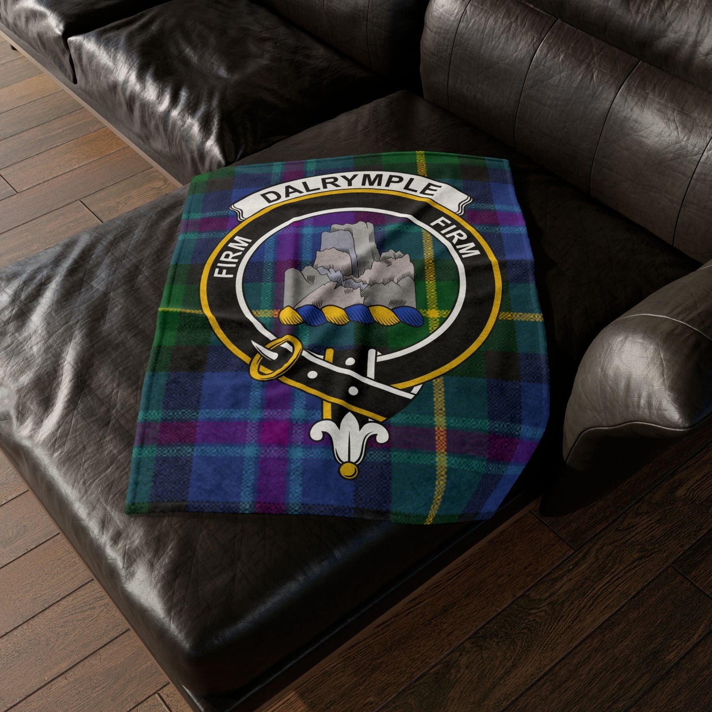 Dalrymple Clan Tartan Blanket – Scottish Crest Throw, Soft & Cozy