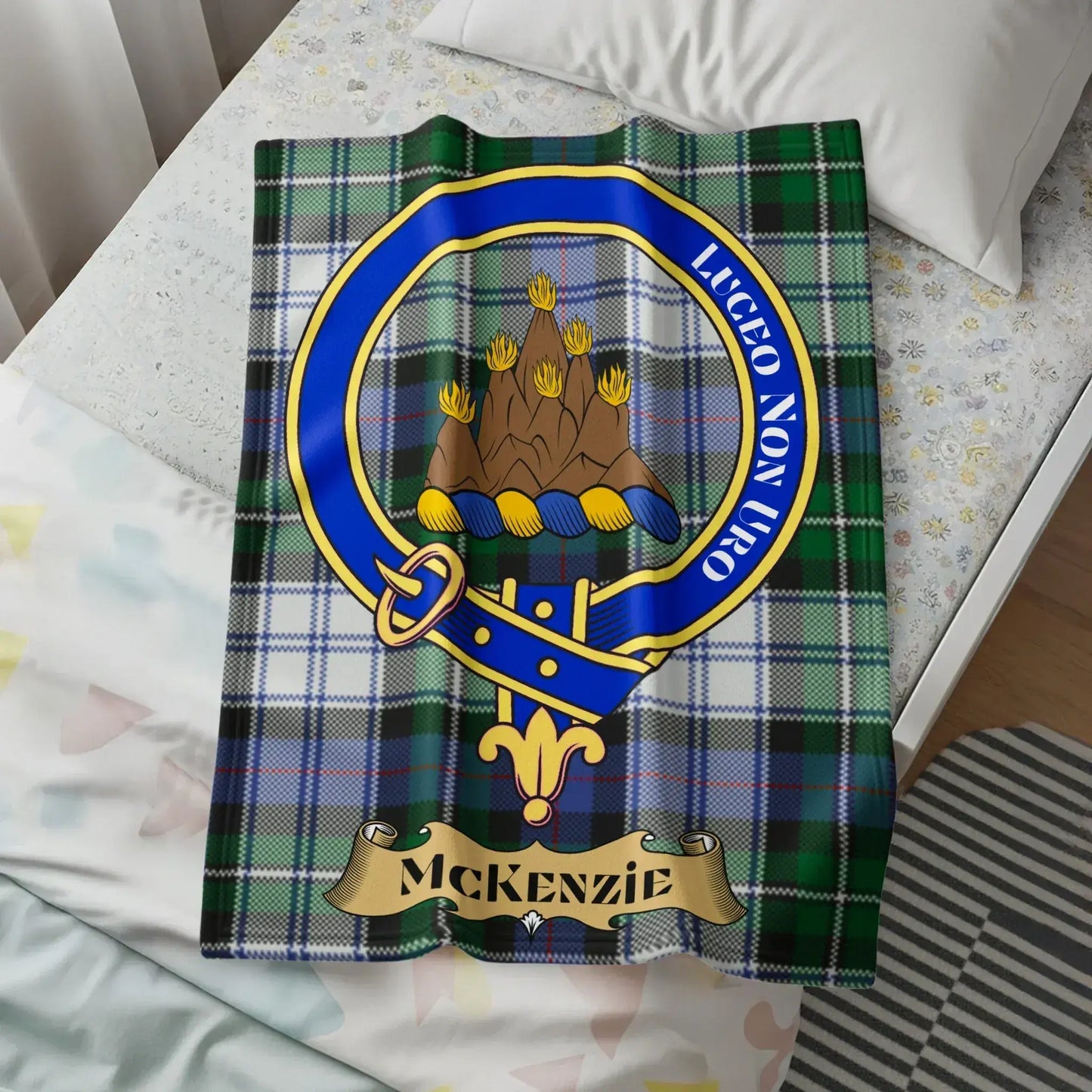 McKenzie Clan Crest Tartan Blanket product type