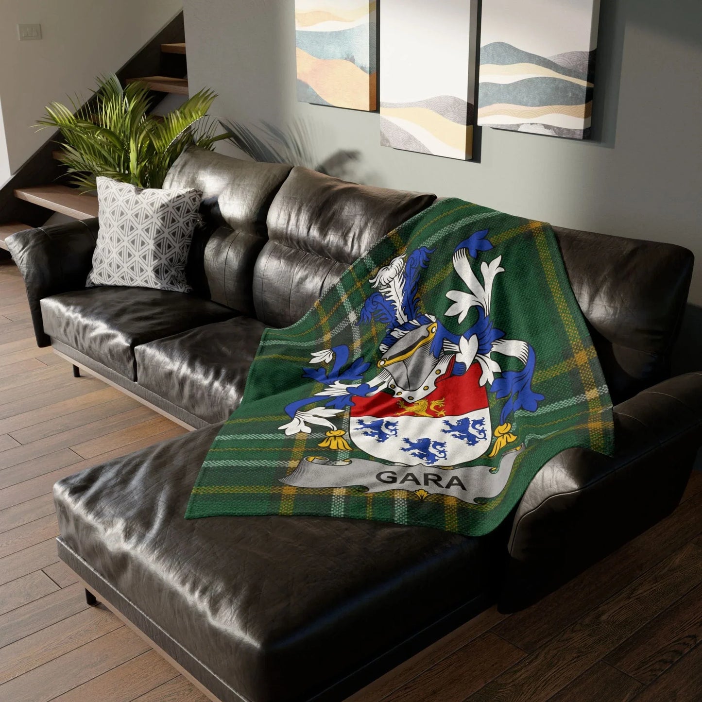 Gara Surname Irish Coat Of Arms Tartan Blanket