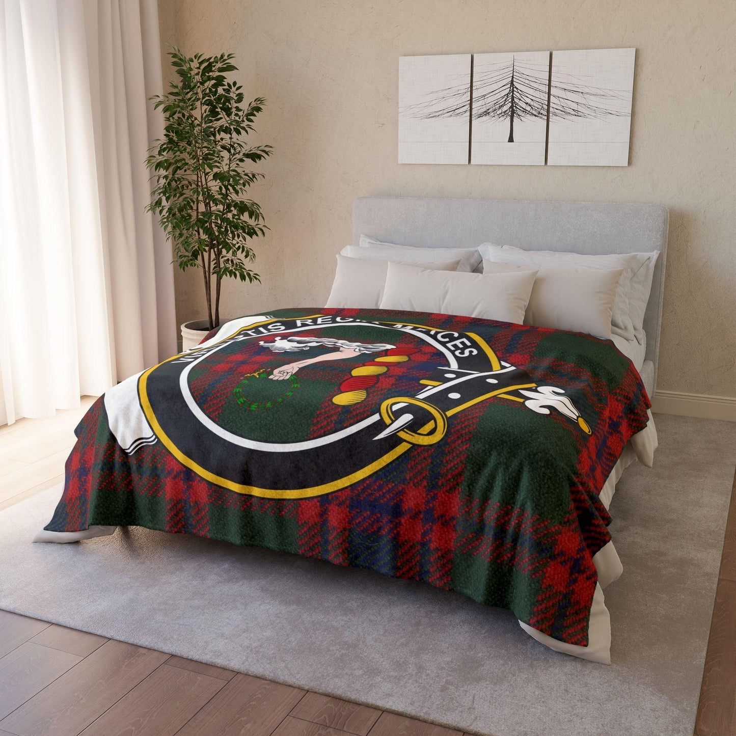 Skene Clan Tartan Blanket – Scottish Crest Throw
