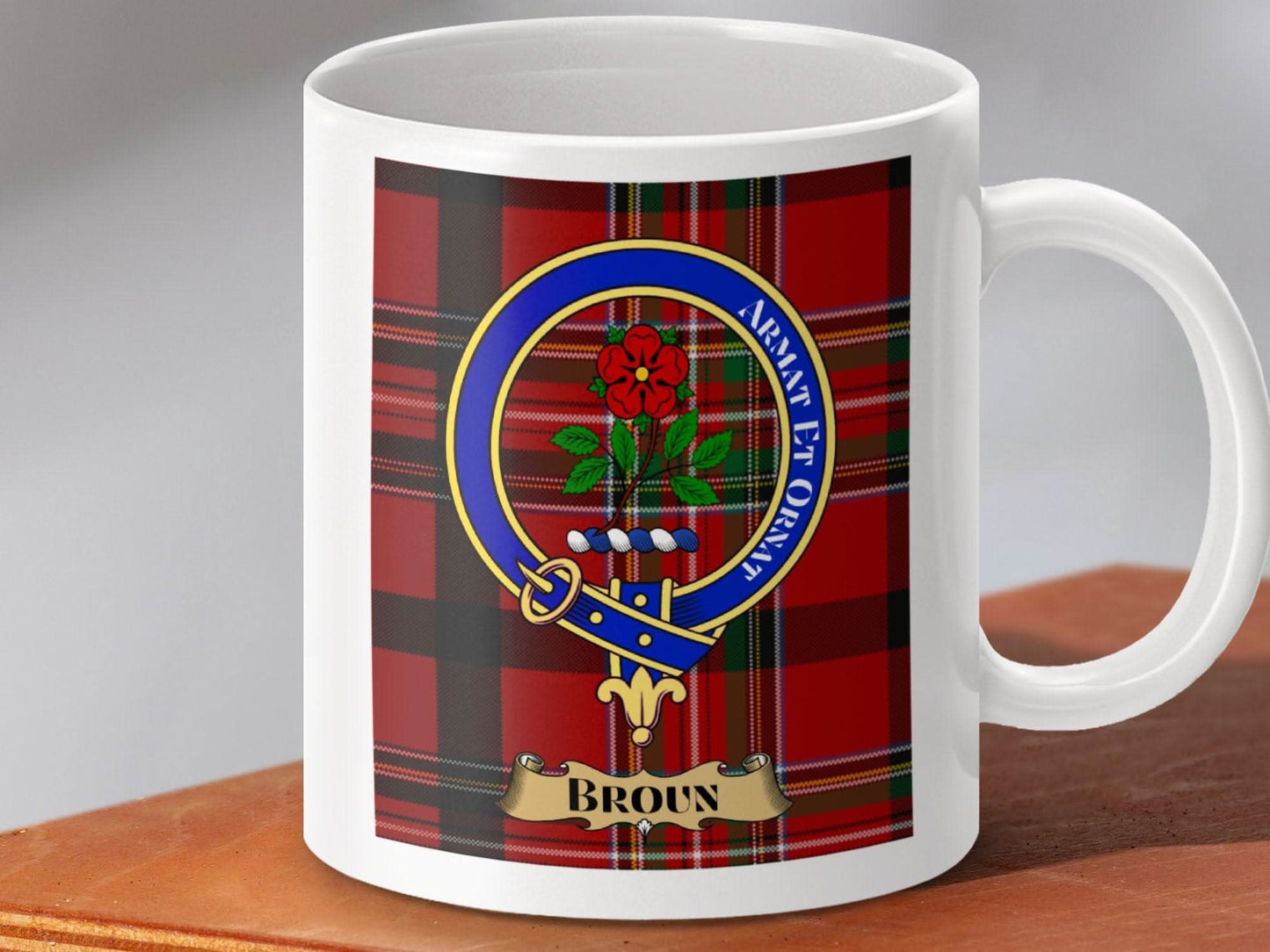 Broun Family Crest Tartan Pattern Mug product