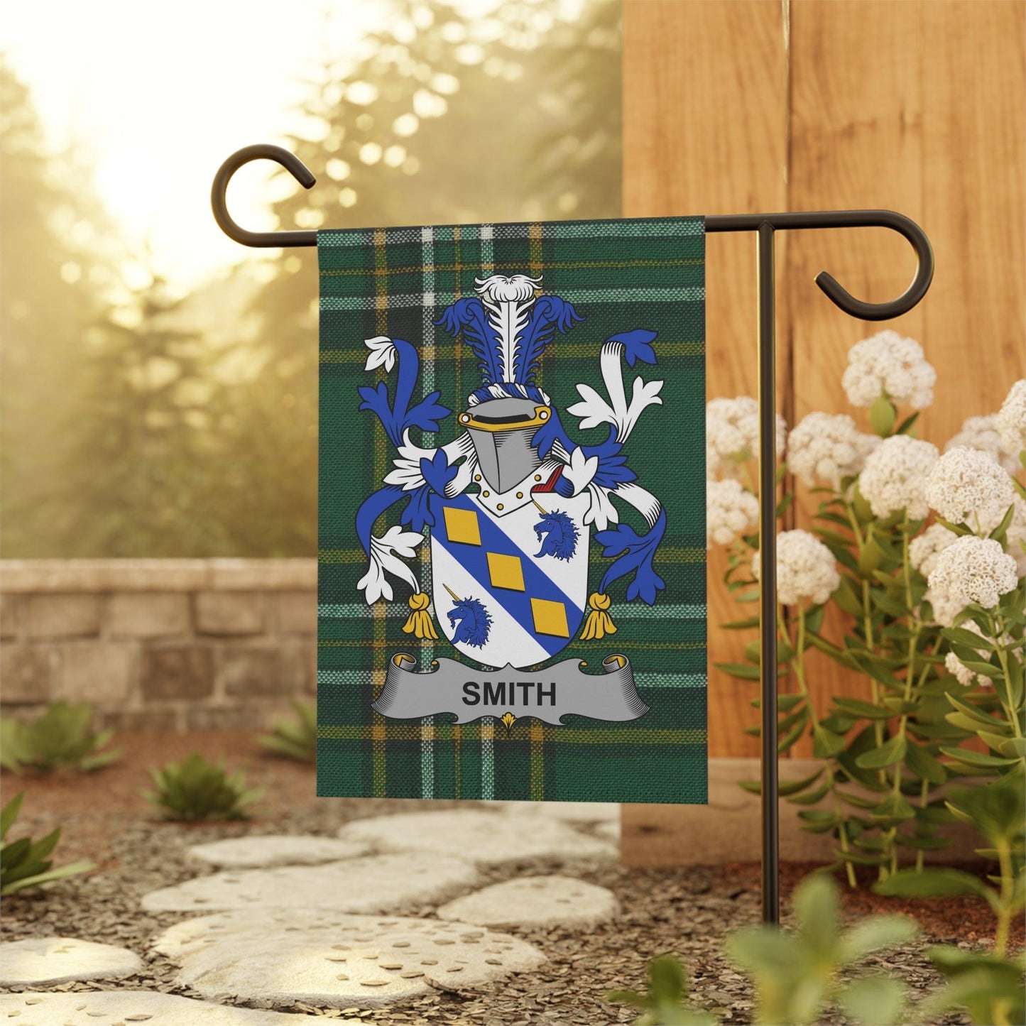 Custom Irish Surname Coat of Arms Tartan Flag
