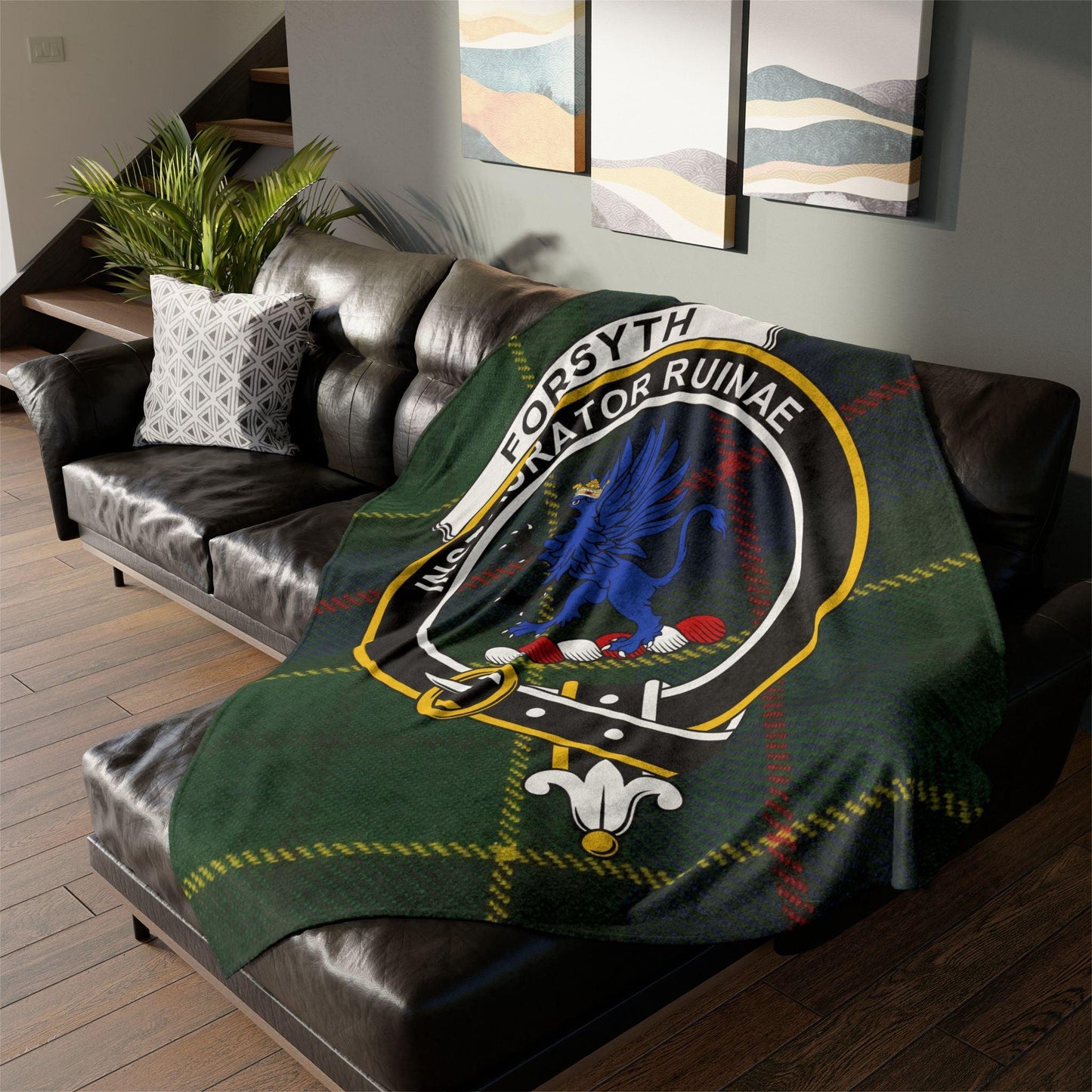 Forsyth Clan Tartan Blanket – Scottish Crest Throw
