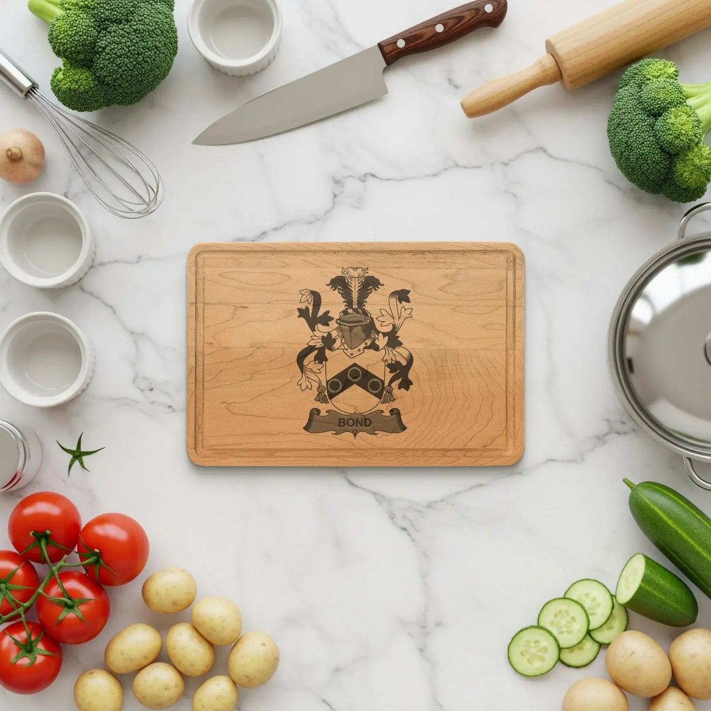 Personalized Bond Family Crest Cutting Board product type