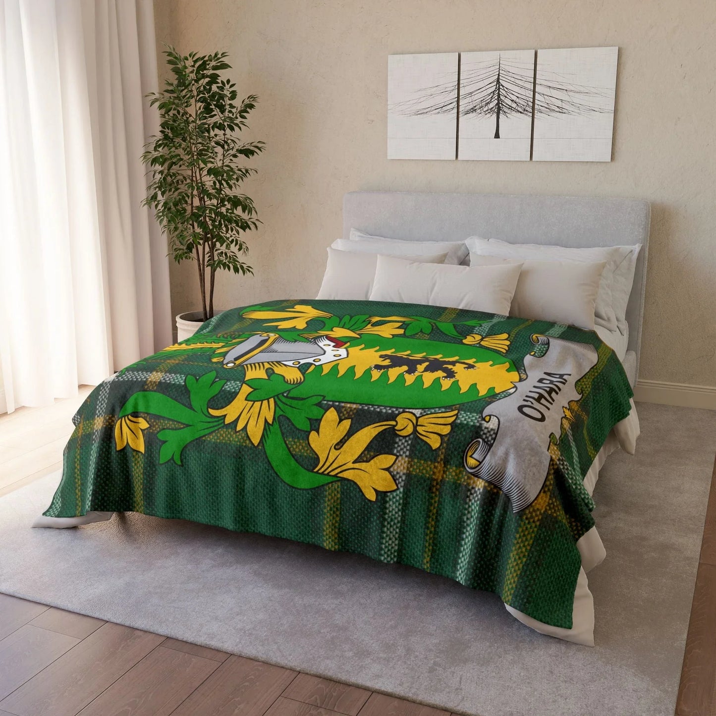 O'Hara Surname Irish Coat Of Arms Tartan Blanket