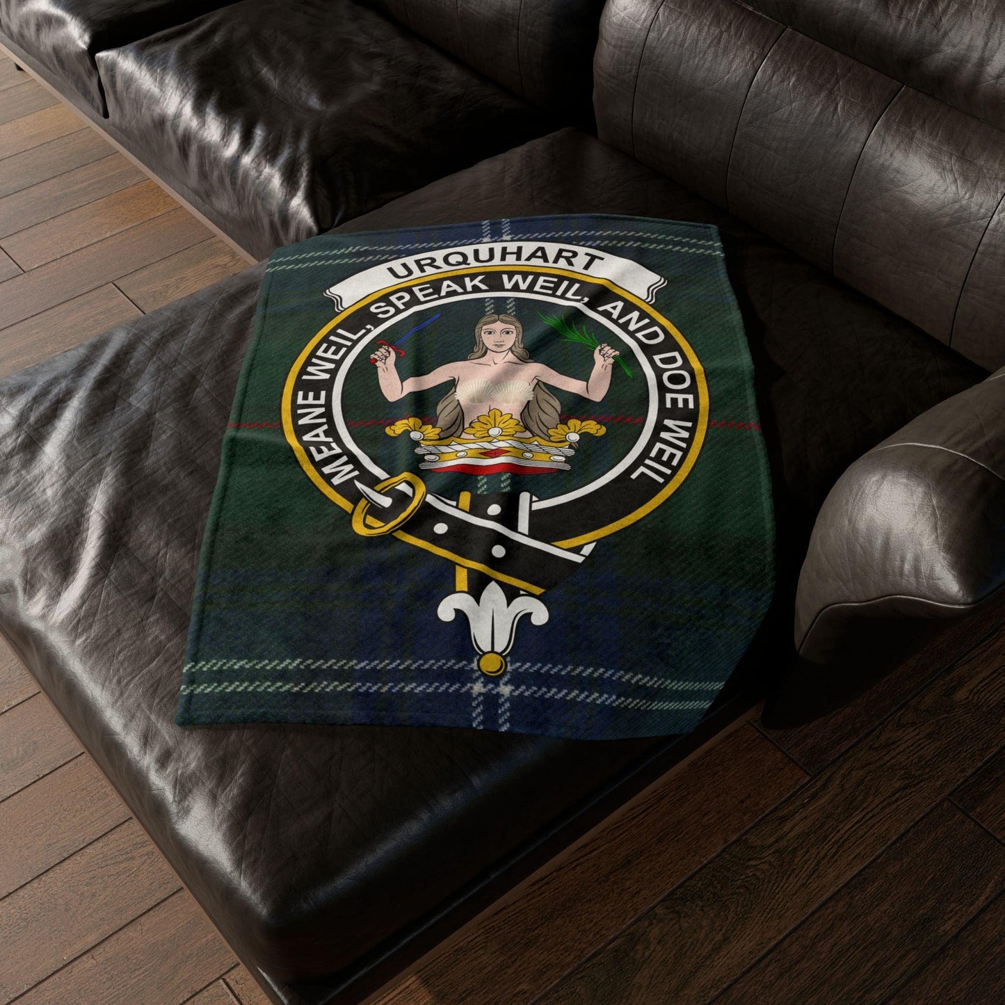 urquhart Clan Tartan Blanket – Scottish Crest Throw
