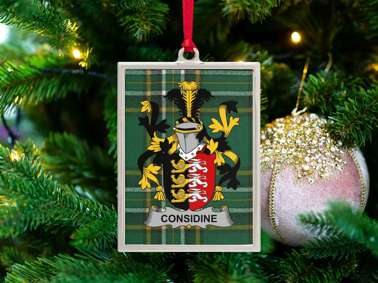 Considine Family Crest Plaid Christmas Ornament product