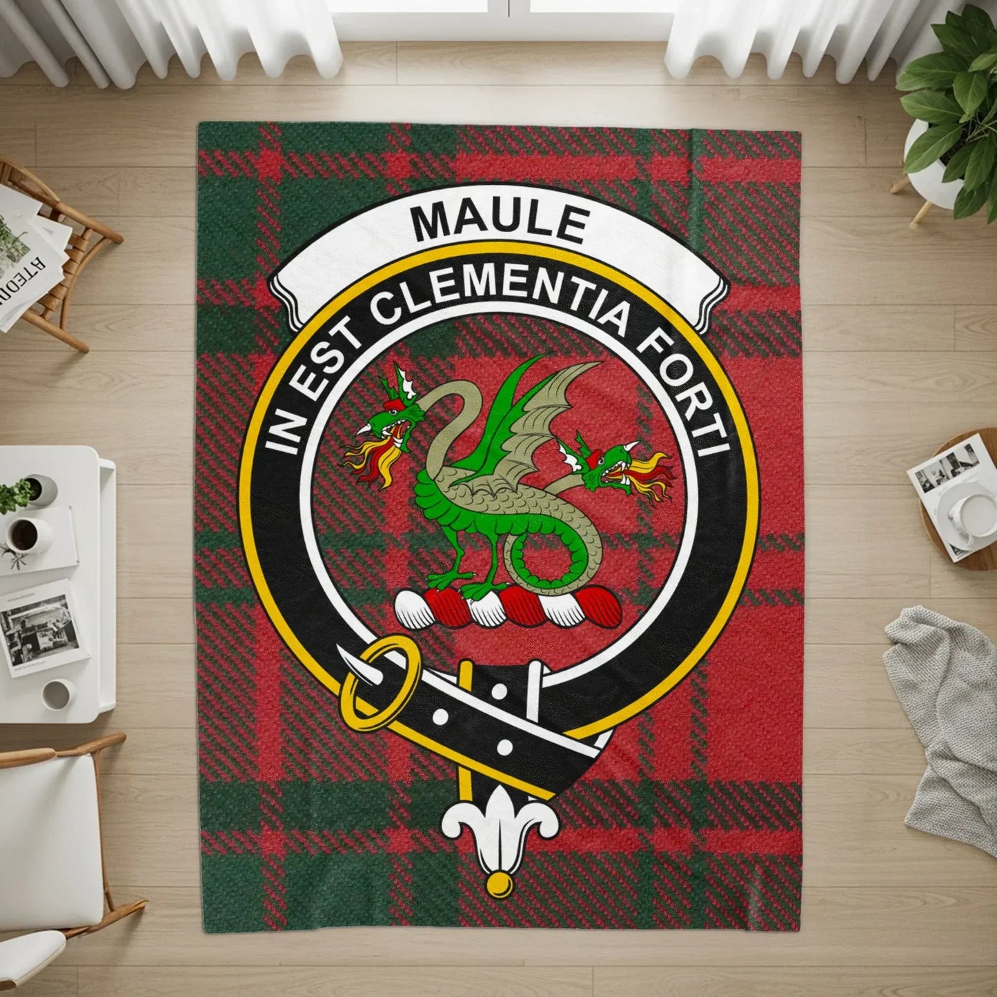 MAULE Clan Tartan Crest Dragon Floor Mat product