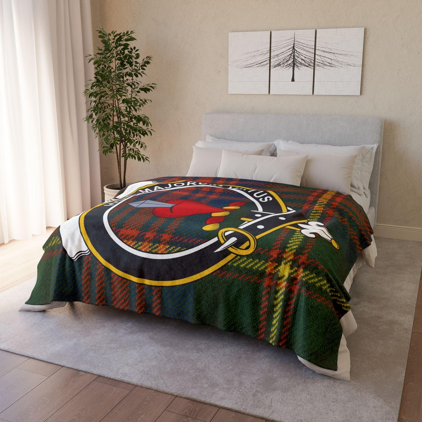 Logan Clan Tartan Blanket – Scottish Crest Throw, Soft & Cozy - Celtic Ancestry Gifts