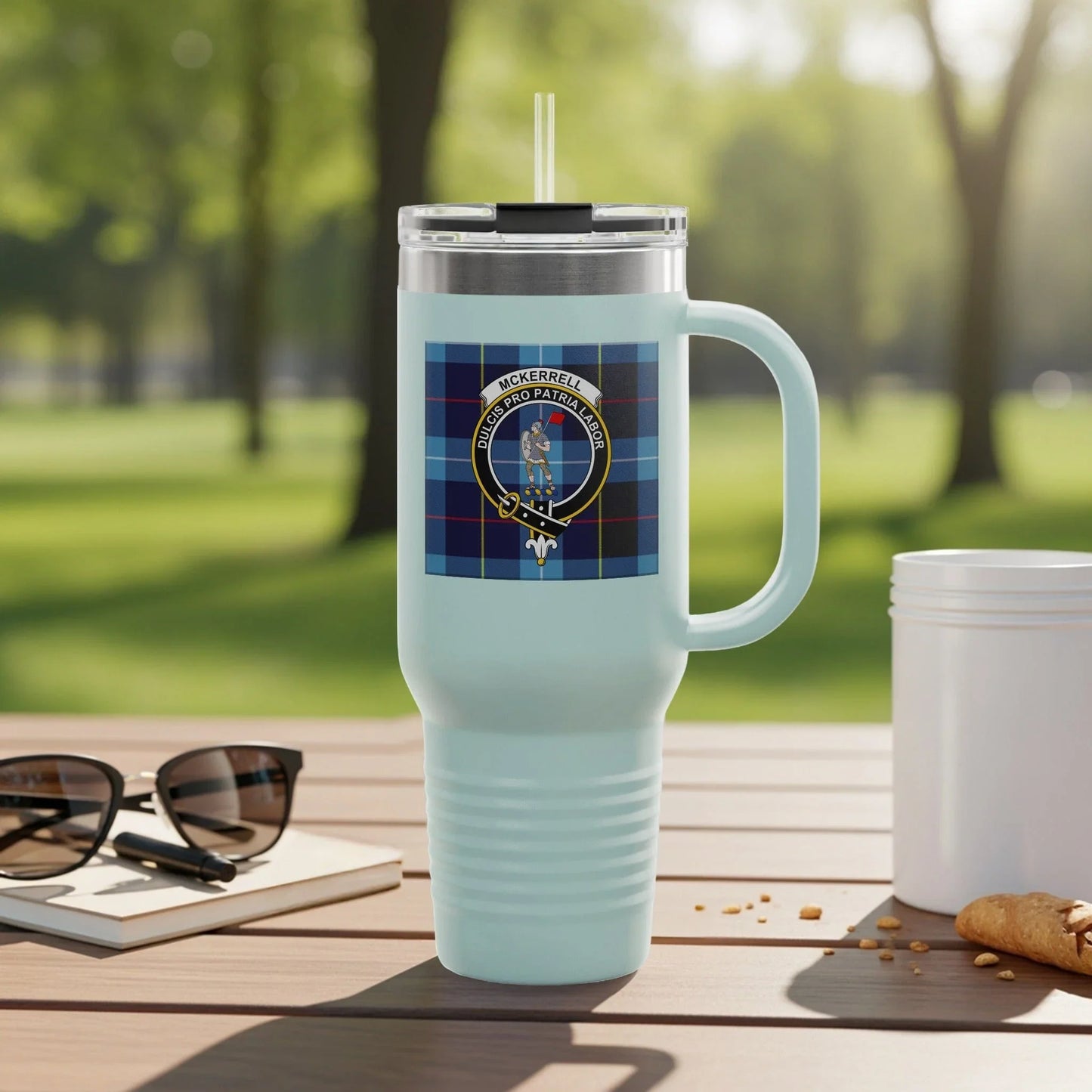 Clan Mackenzie Crest Light Blue Travel Mug product