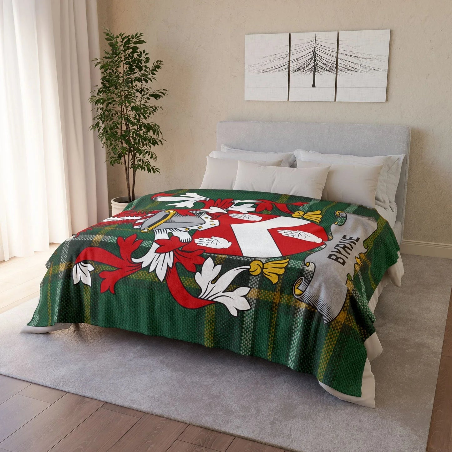 Byrne Surname Irish Coat Of Arms Tartan Blanket