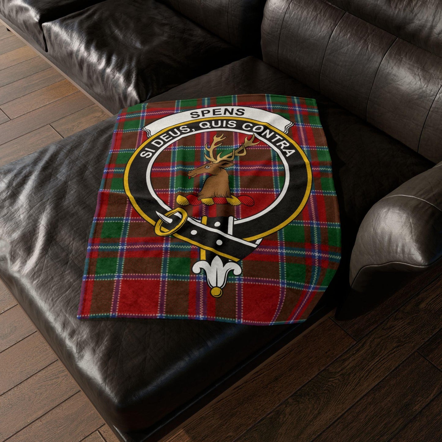 Spens Clan Tartan Blanket – Scottish Crest Throw