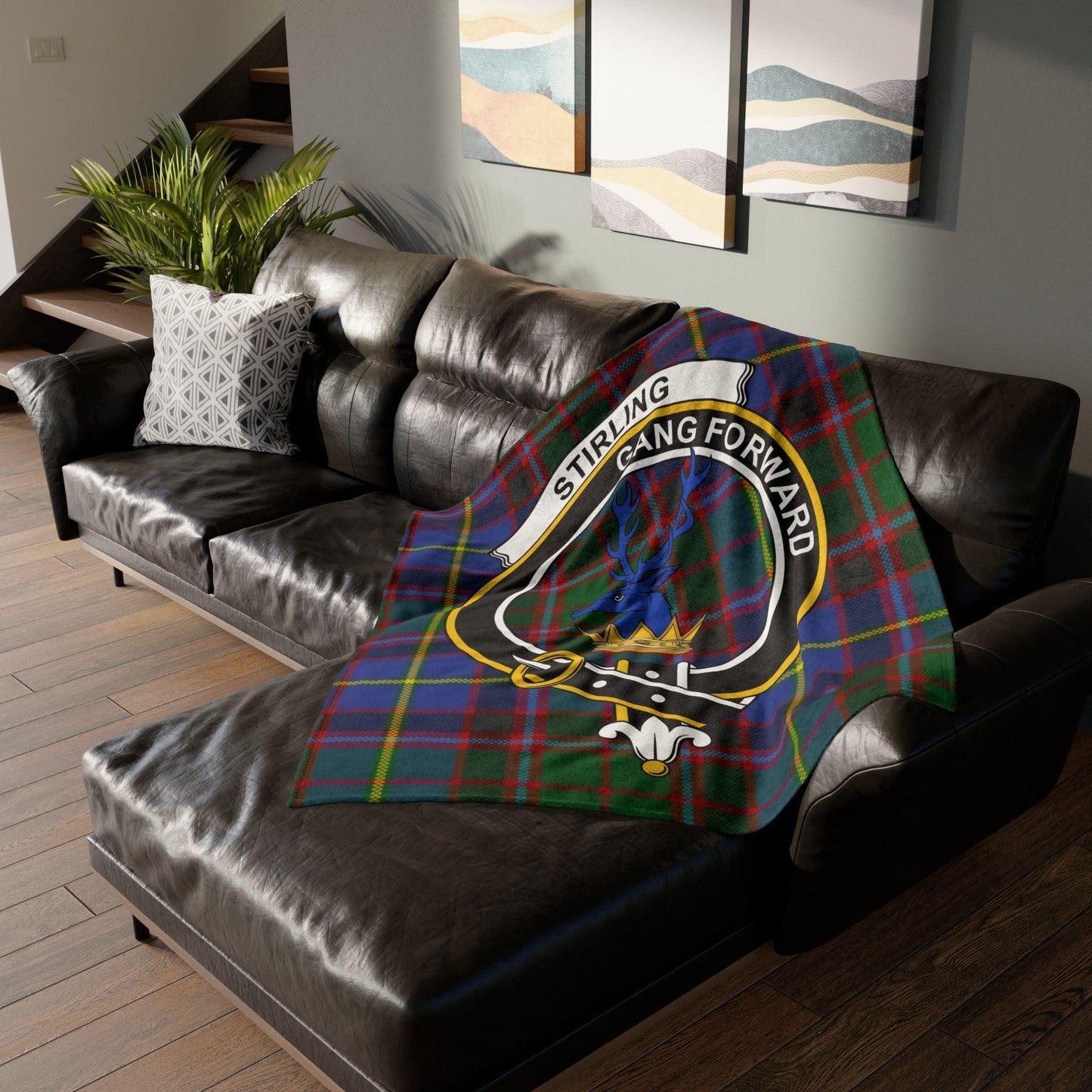 Stirling Clan Tartan Blanket – Scottish Crest Throw