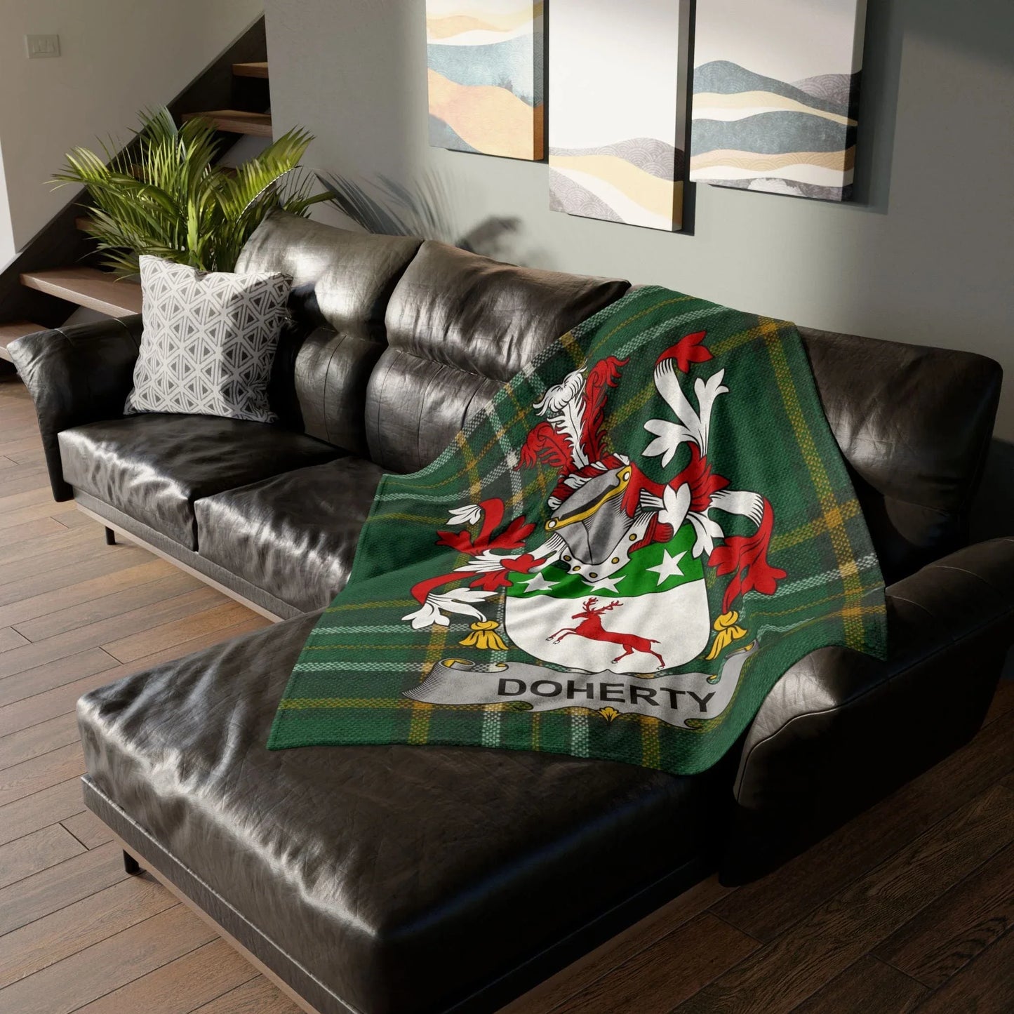 Doherty Surname Irish Coat Of Arms Tartan Blanket