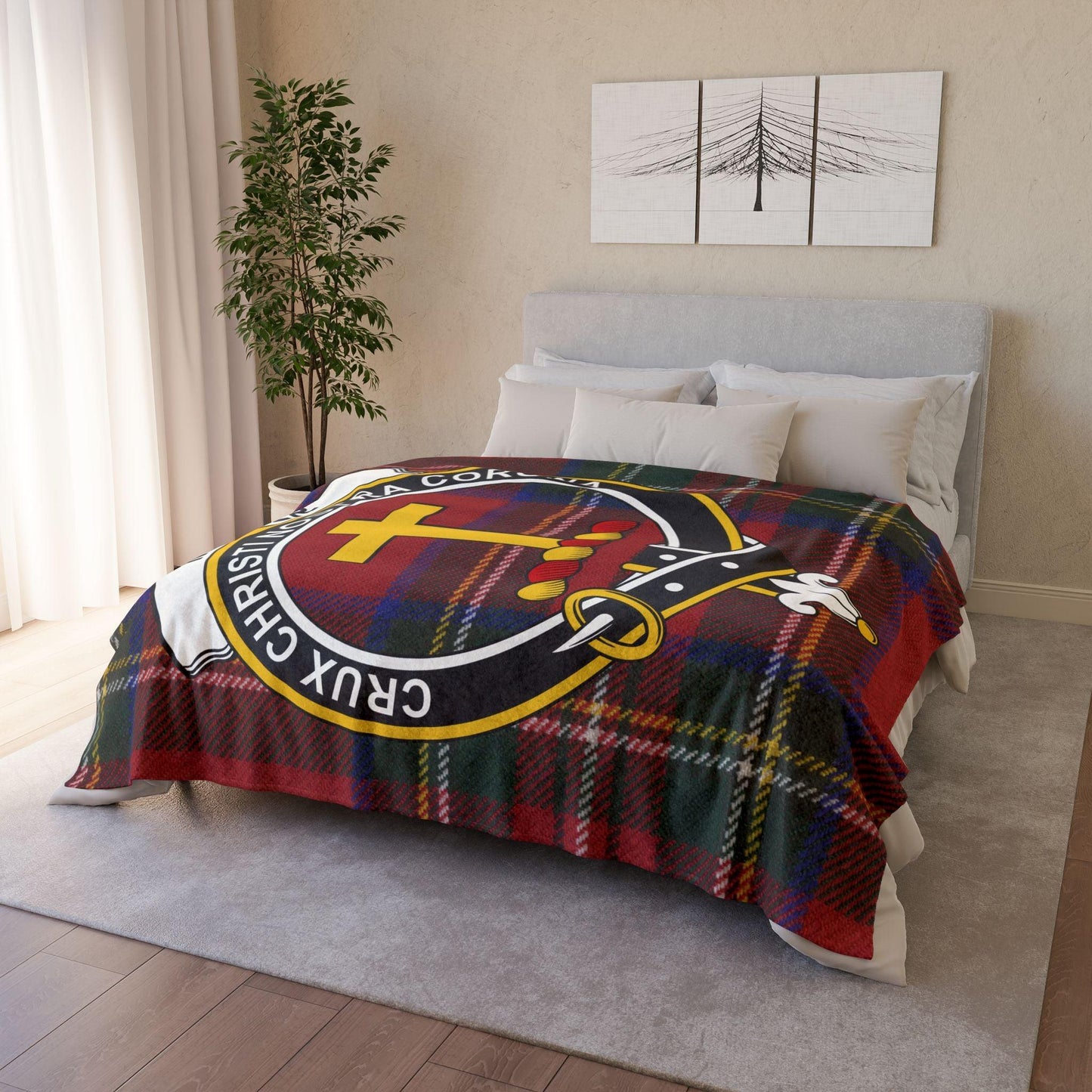 Mercer Clan Tartan Blanket – Scottish Crest Throw