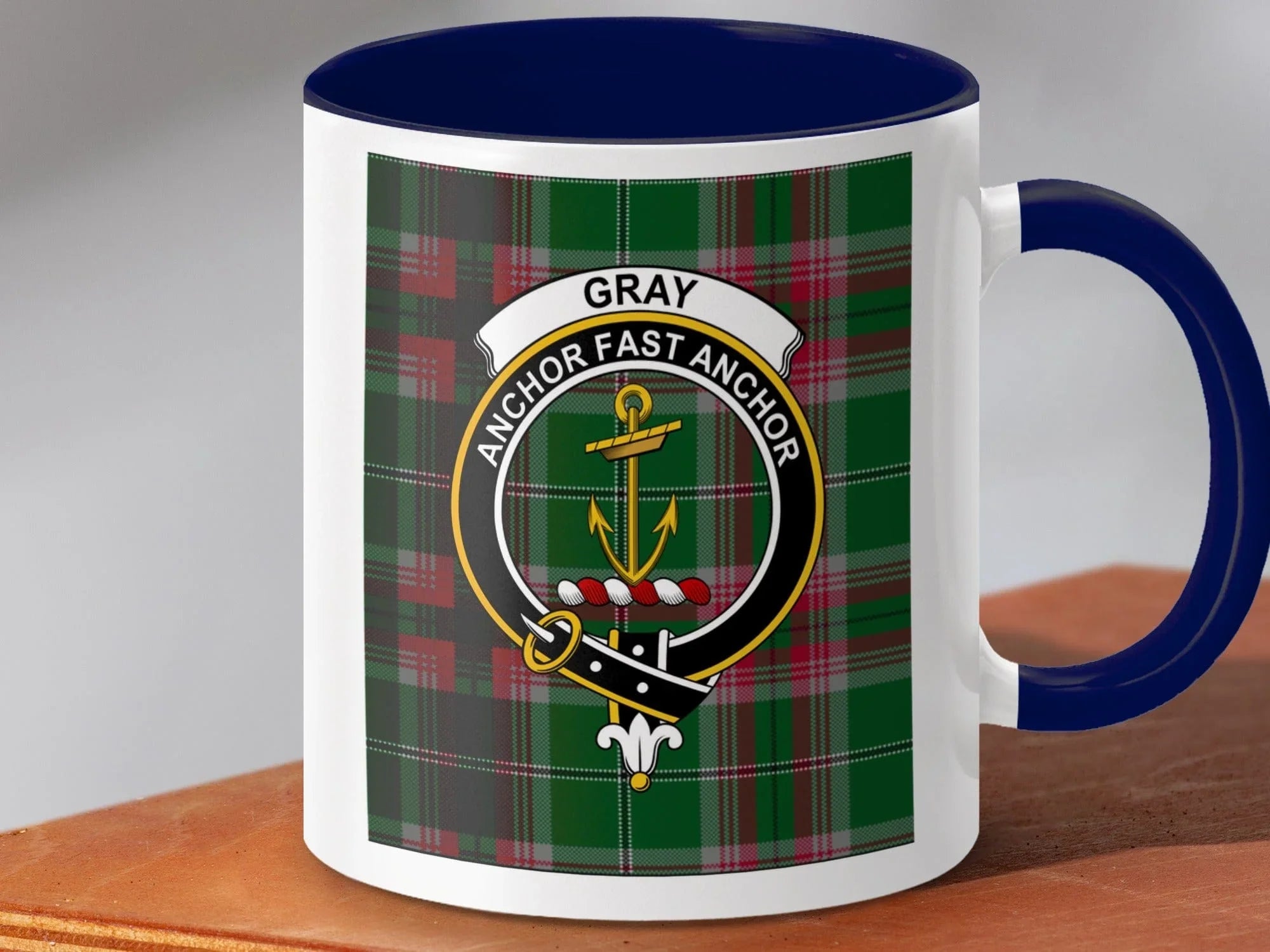 Gray Anchor Fast Anchor Plaid Mug product type