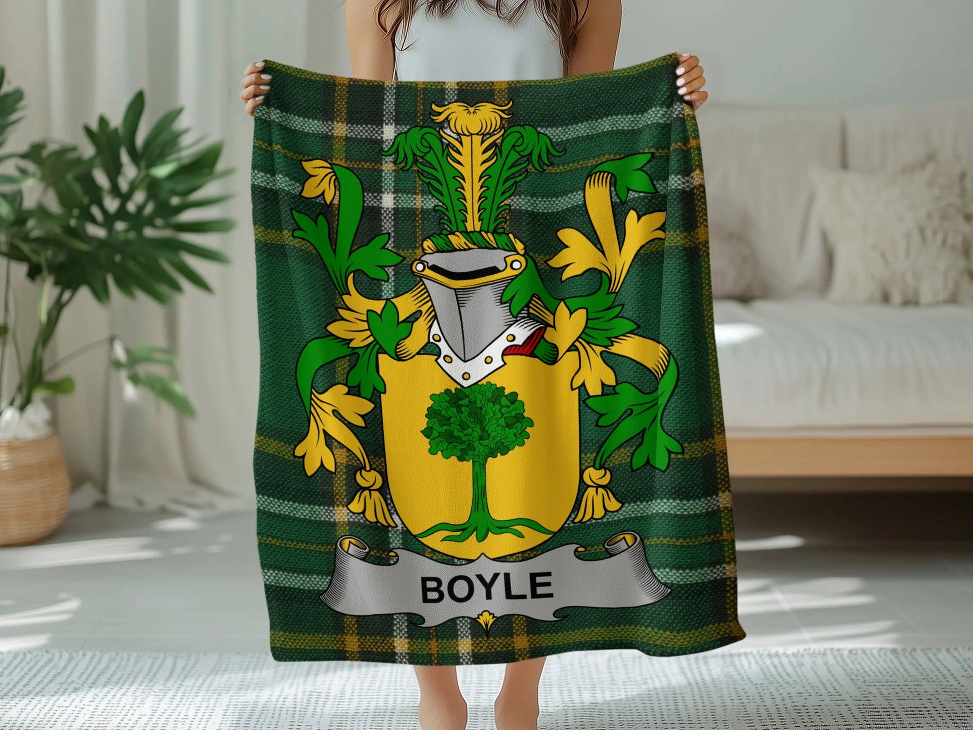 Personalized Family Crest Plaid Tartan Blanket product