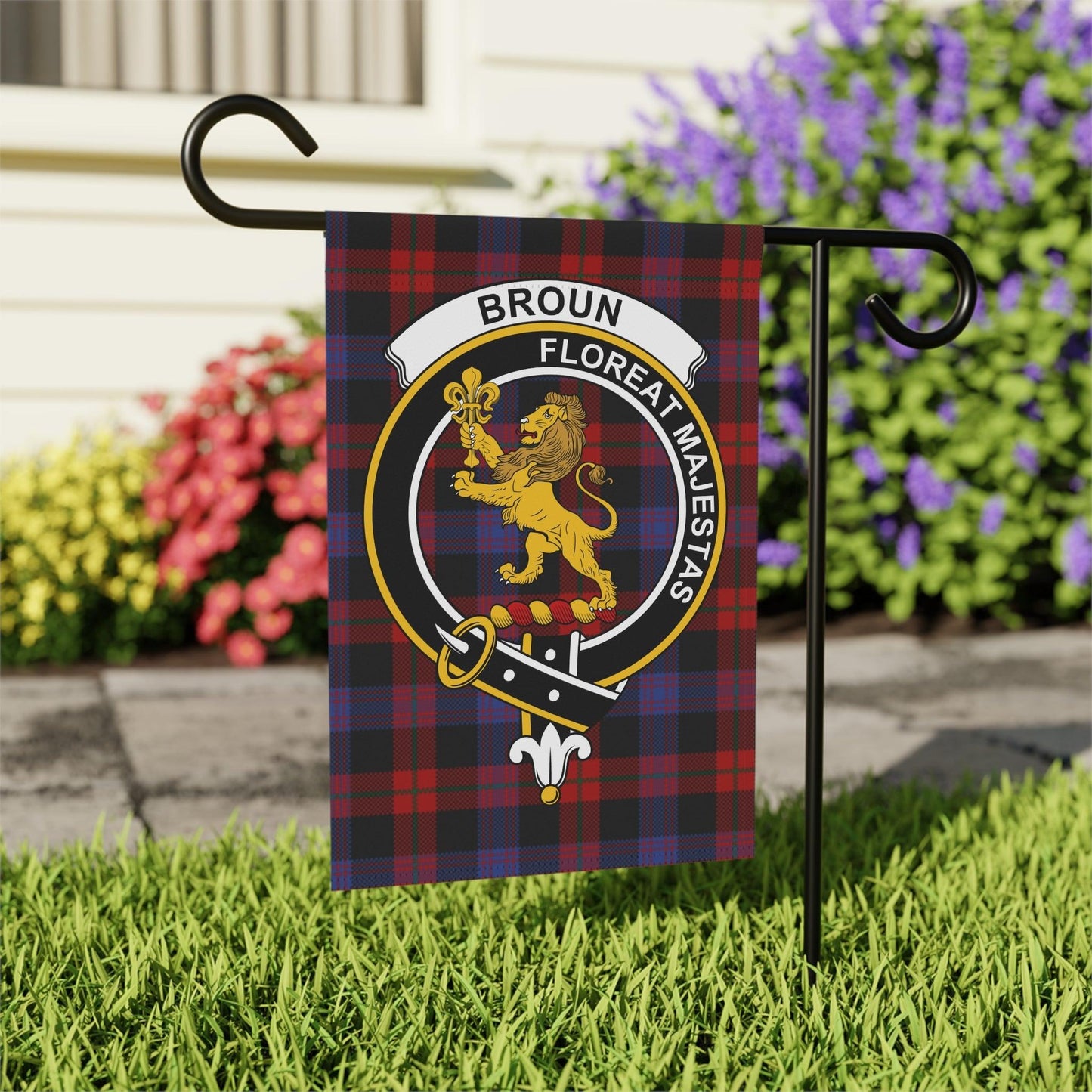Broun Clan Scottish Tartan Garden Flag - Celtic Ancestry Gifts