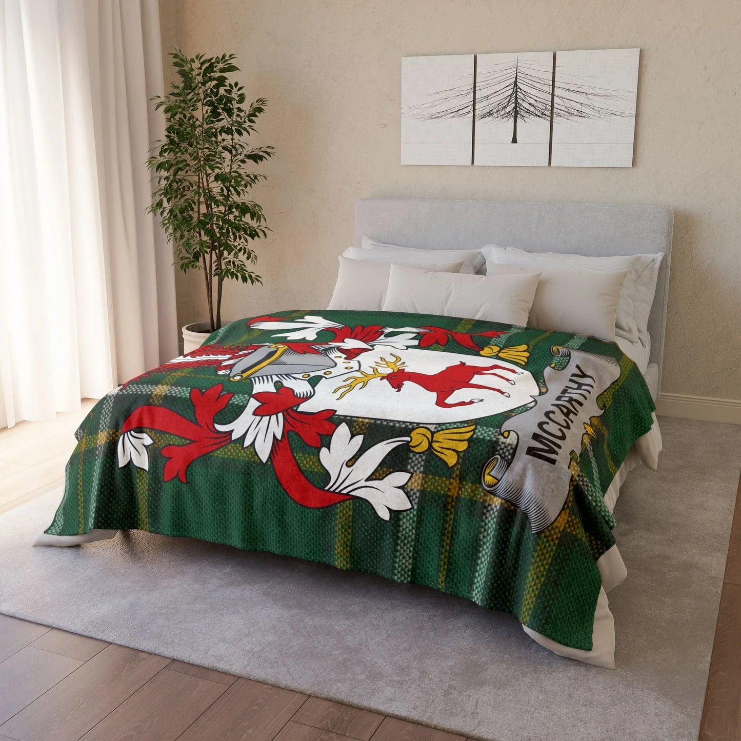 McCarthy Surname Irish Coat Of Arms Tartan Blanket