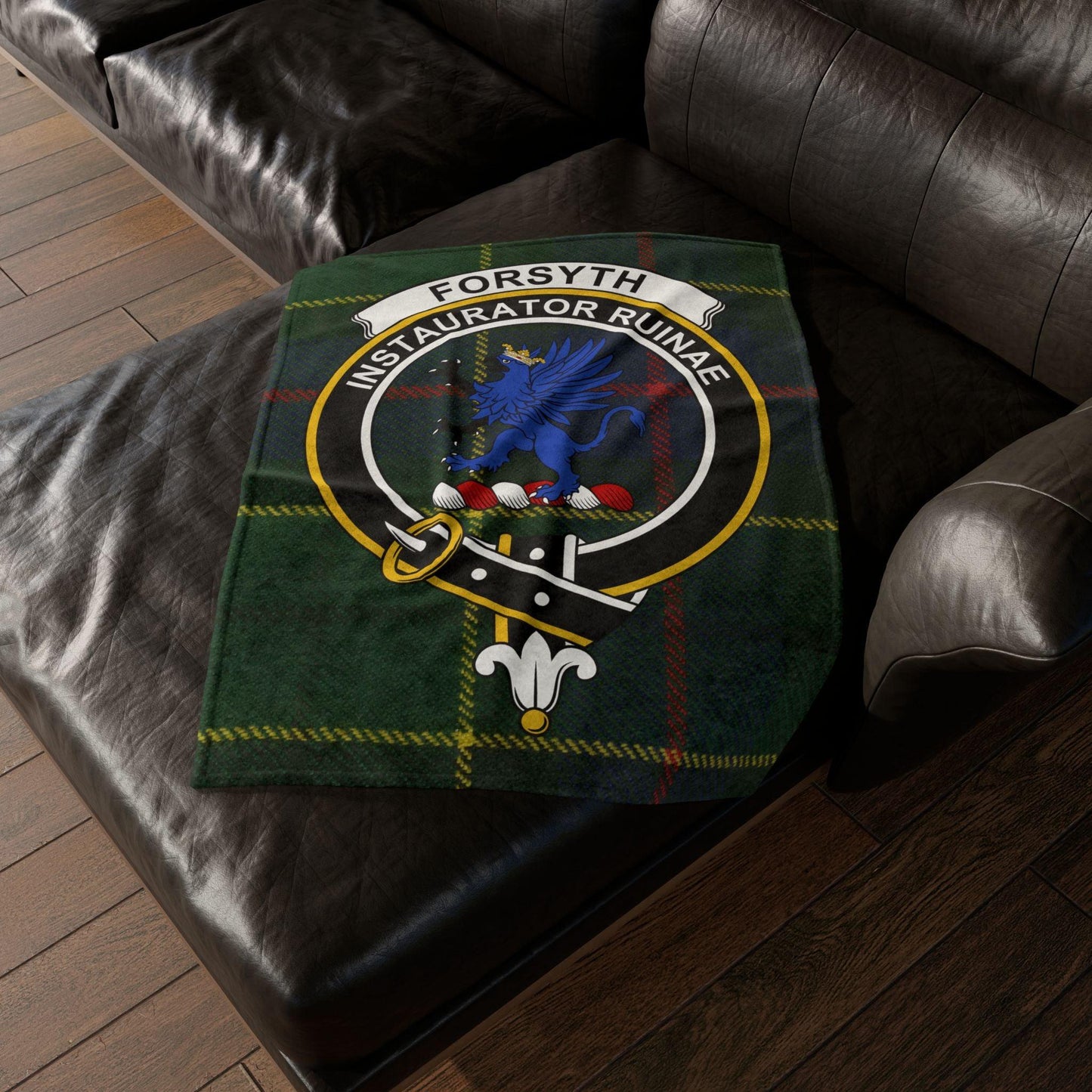 Forsyth Clan Tartan Blanket – Scottish Crest Throw
