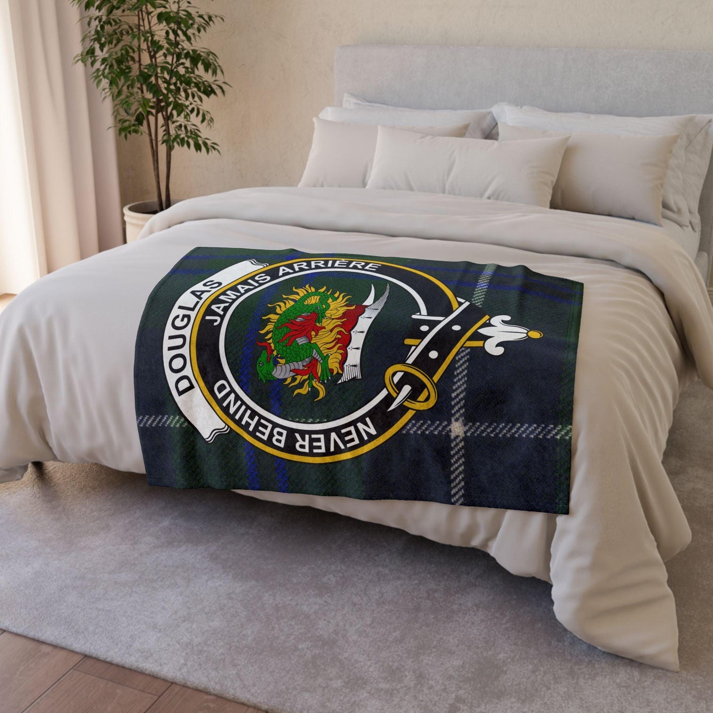 Douglas Clan Tartan Blanket – Scottish Crest Throw - Celtic Ancestry Gifts