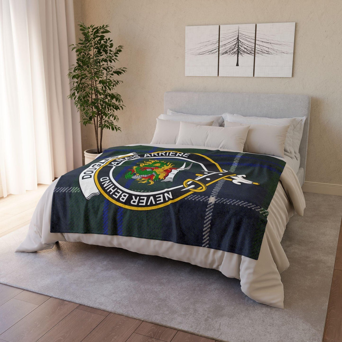 Douglas Clan Tartan Blanket – Scottish Crest Throw - Celtic Ancestry Gifts