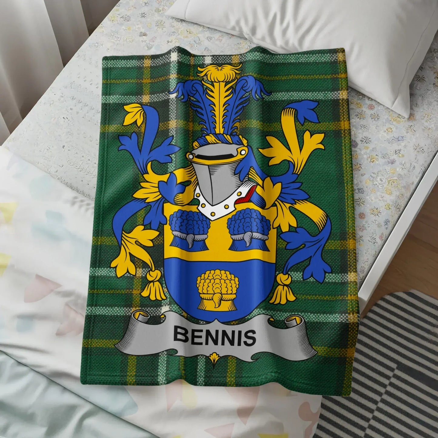 Bennis Scottish Clan Tartan Crest Blanket product
