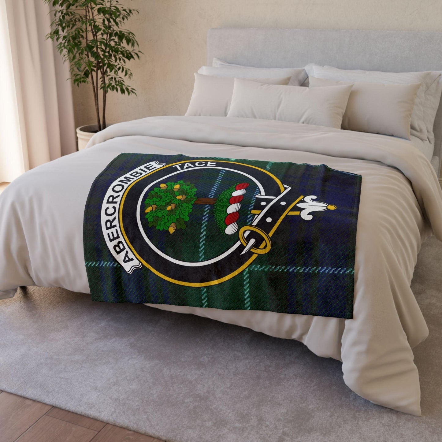 Abercrombie Clan Crest Scottish Tartan Blanket - Celtic Ancestry Gifts
