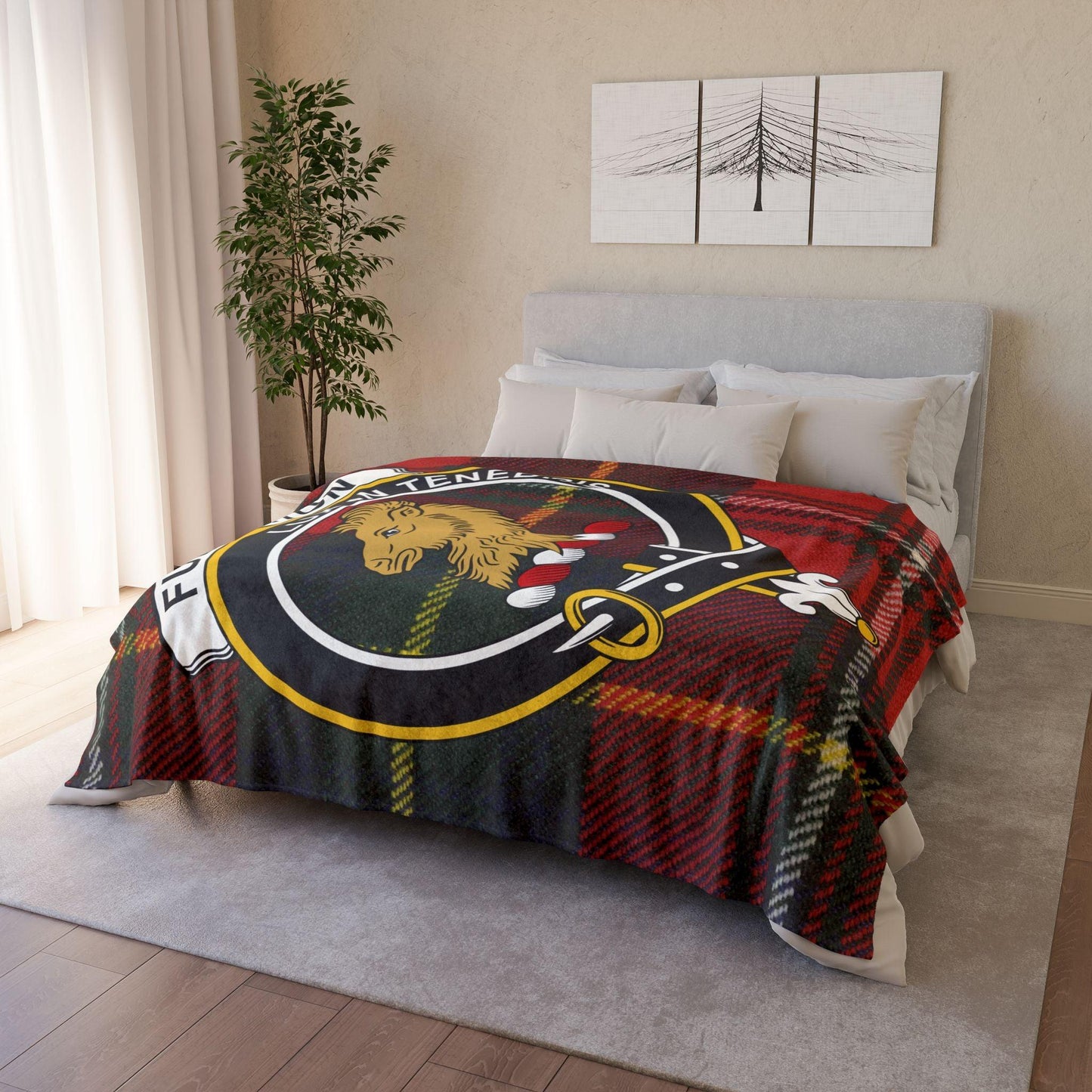 Fullerton Clan Tartan Blanket – Scottish Crest Throw