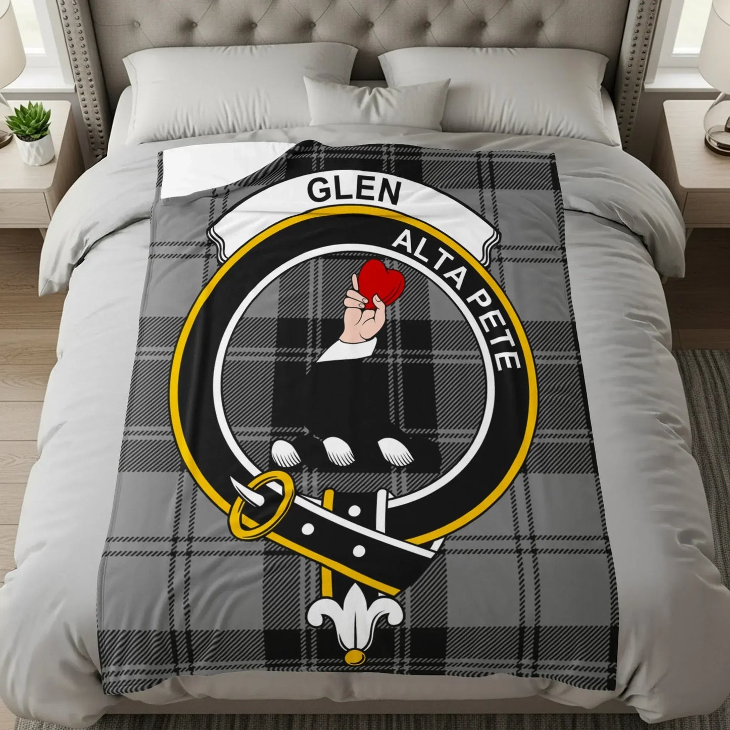 Personalized Glen Alta Pete Black and White Bedding product