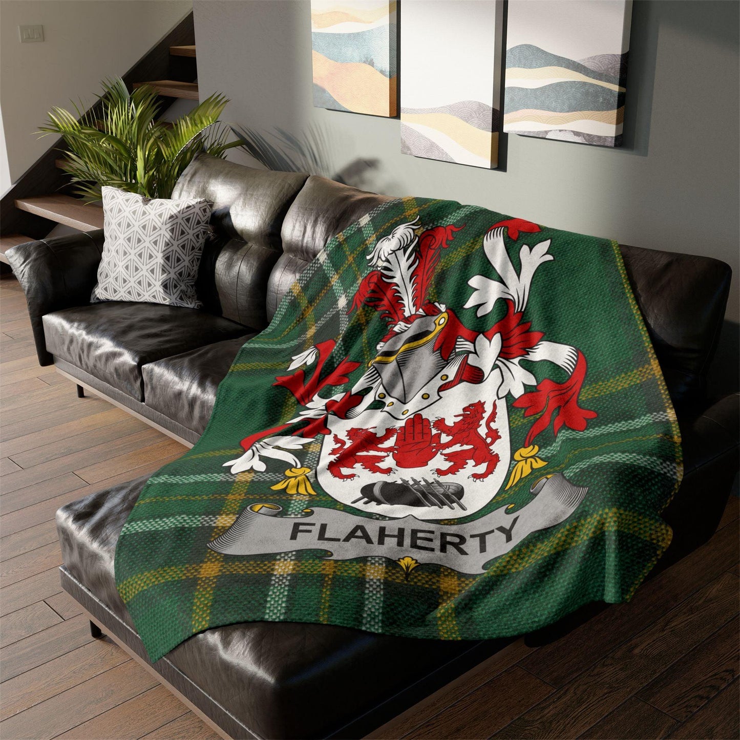 Custom Irish Coat Of Arms Tartan Blanket