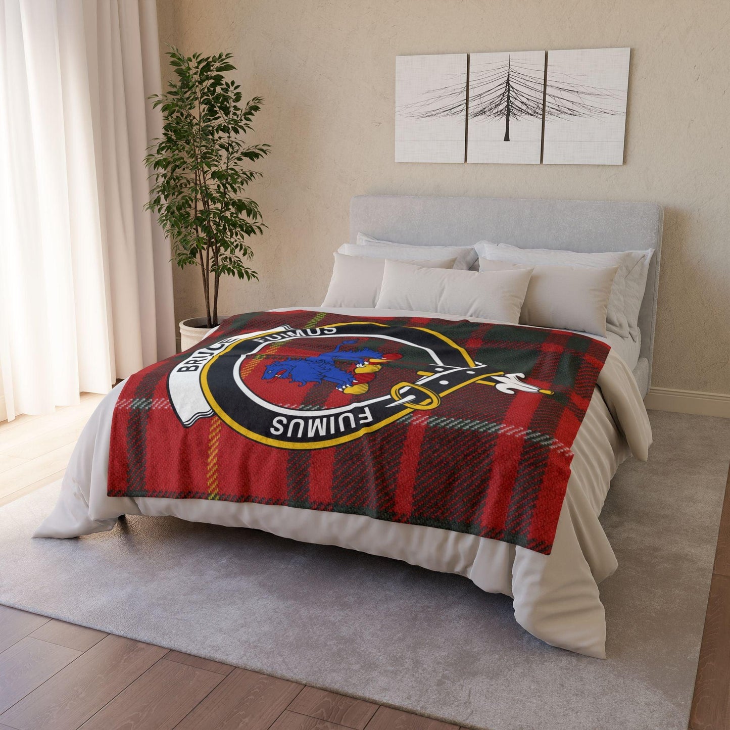 Bruce Clan Crest Scottish Tartan Blanket